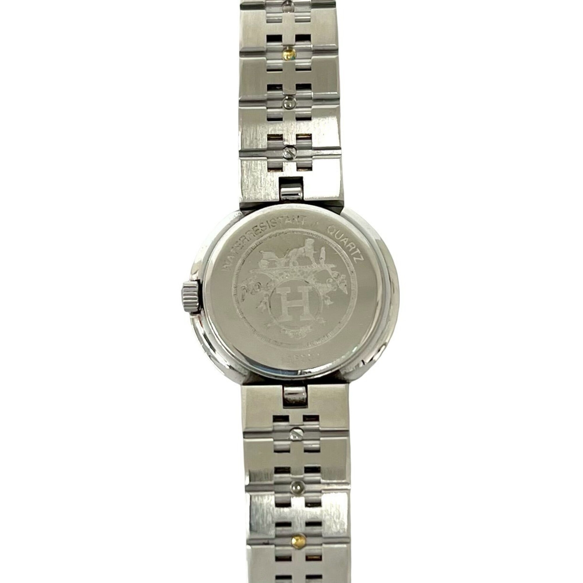 HERMES Vintage Clipper Stainless Steel Quartz Watch, Silver/Gold, 29391