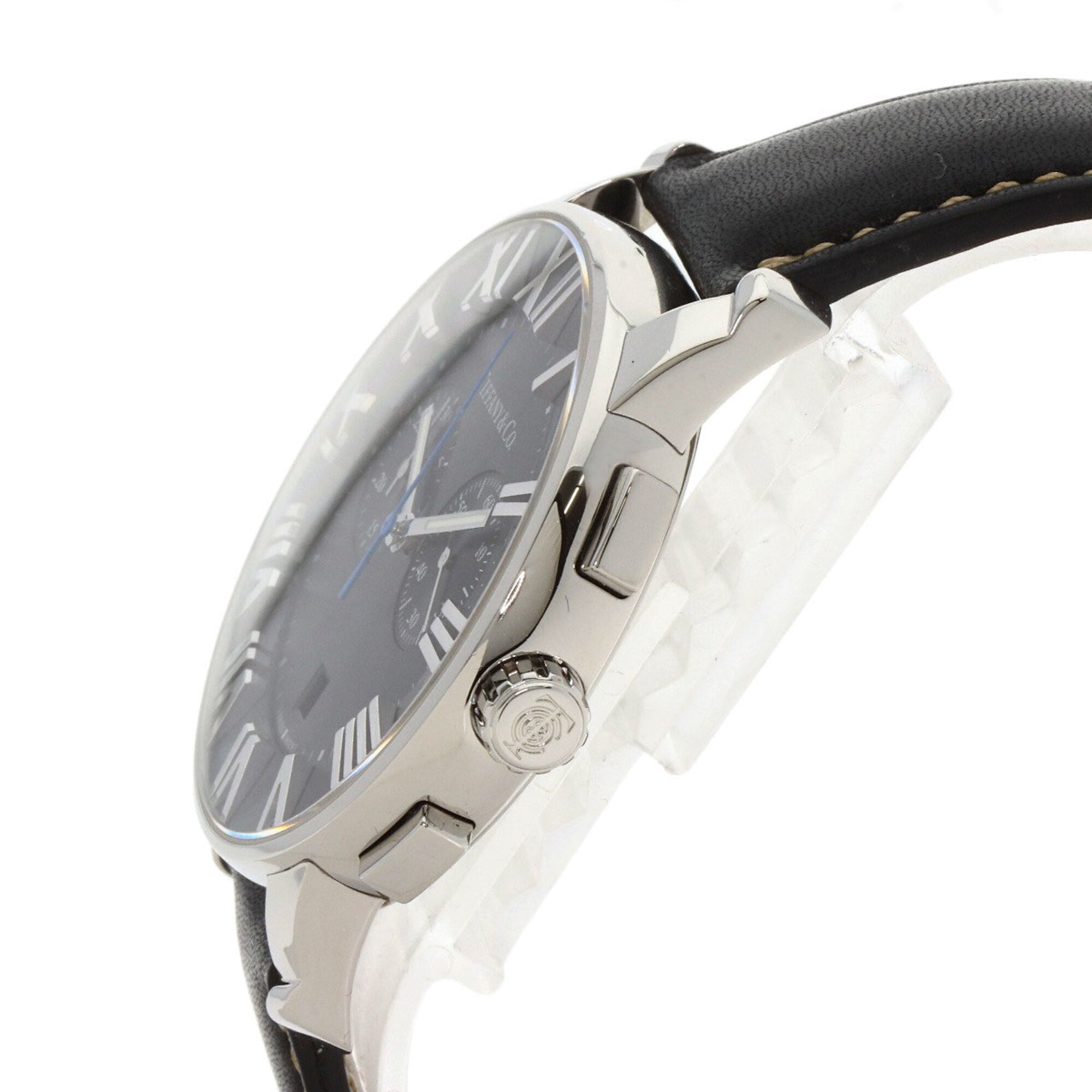 Tiffany & Co. Atlas Dome chronograafhorloge, roestvrij staal/leer, heren