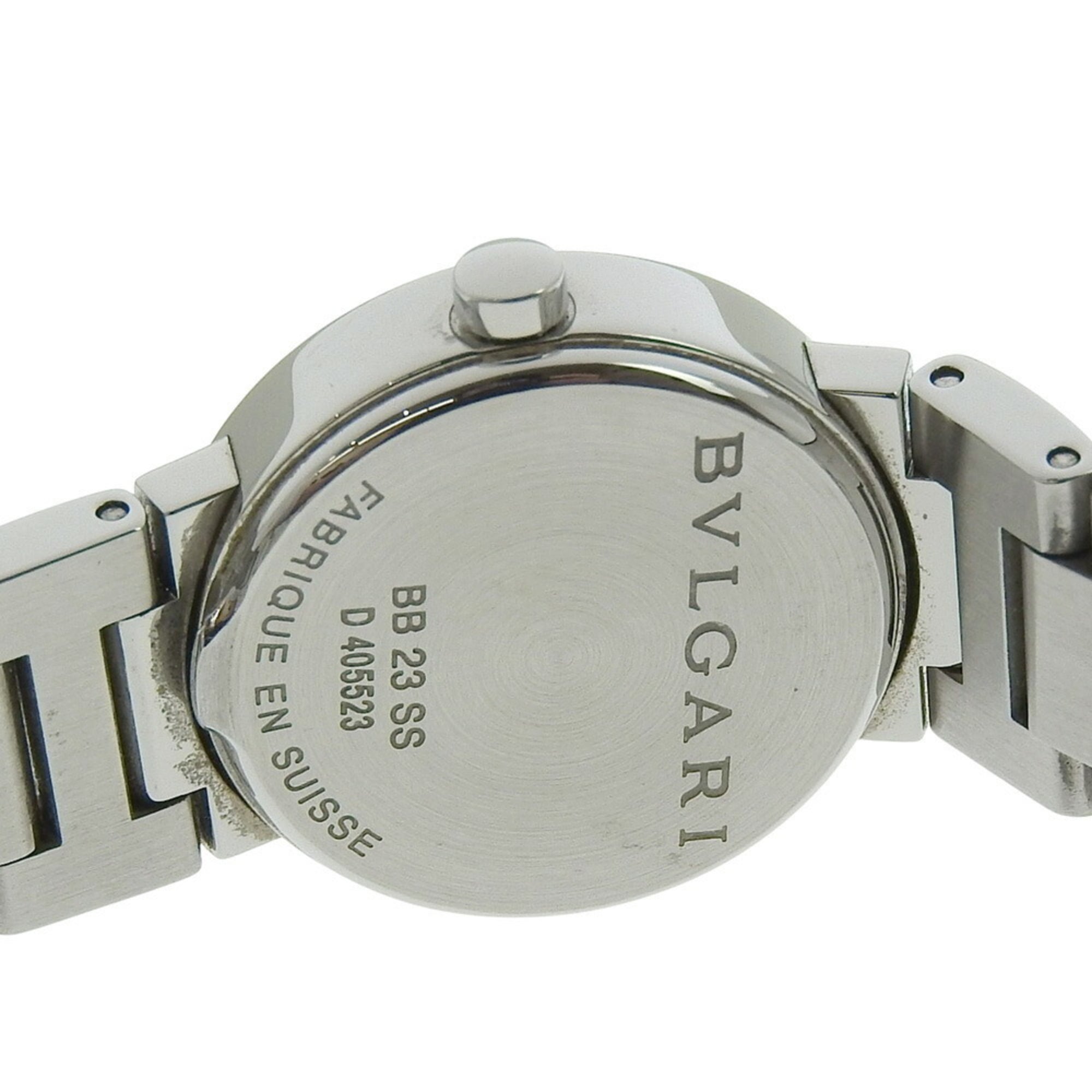 Bvlgari Uhr BB23SS Edelstahl Quarz Analoganzeige Weiß Zifferblatt Damenuhr