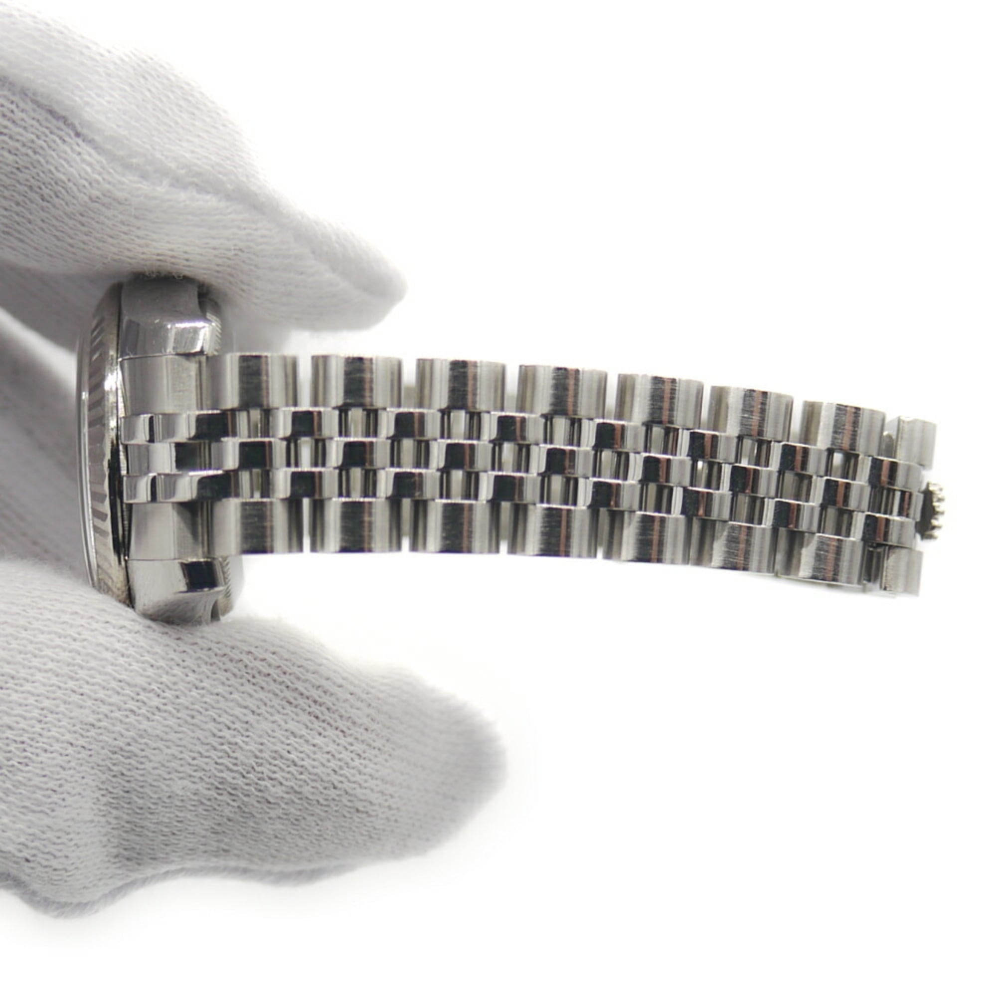 ROLEX Datejust 179174G (serienummer beginnend met D), automatisch, bezet met 10 diamanten, wijzerplaat met computerprint, dameshorloge.