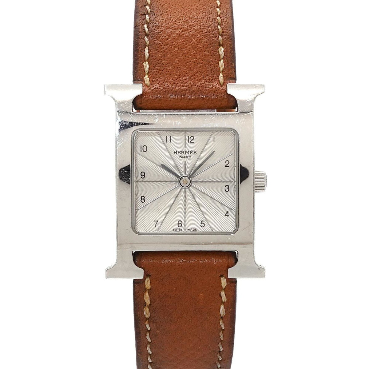 Hermes H-horloge met zilveren wijzerplaat, 21 mm