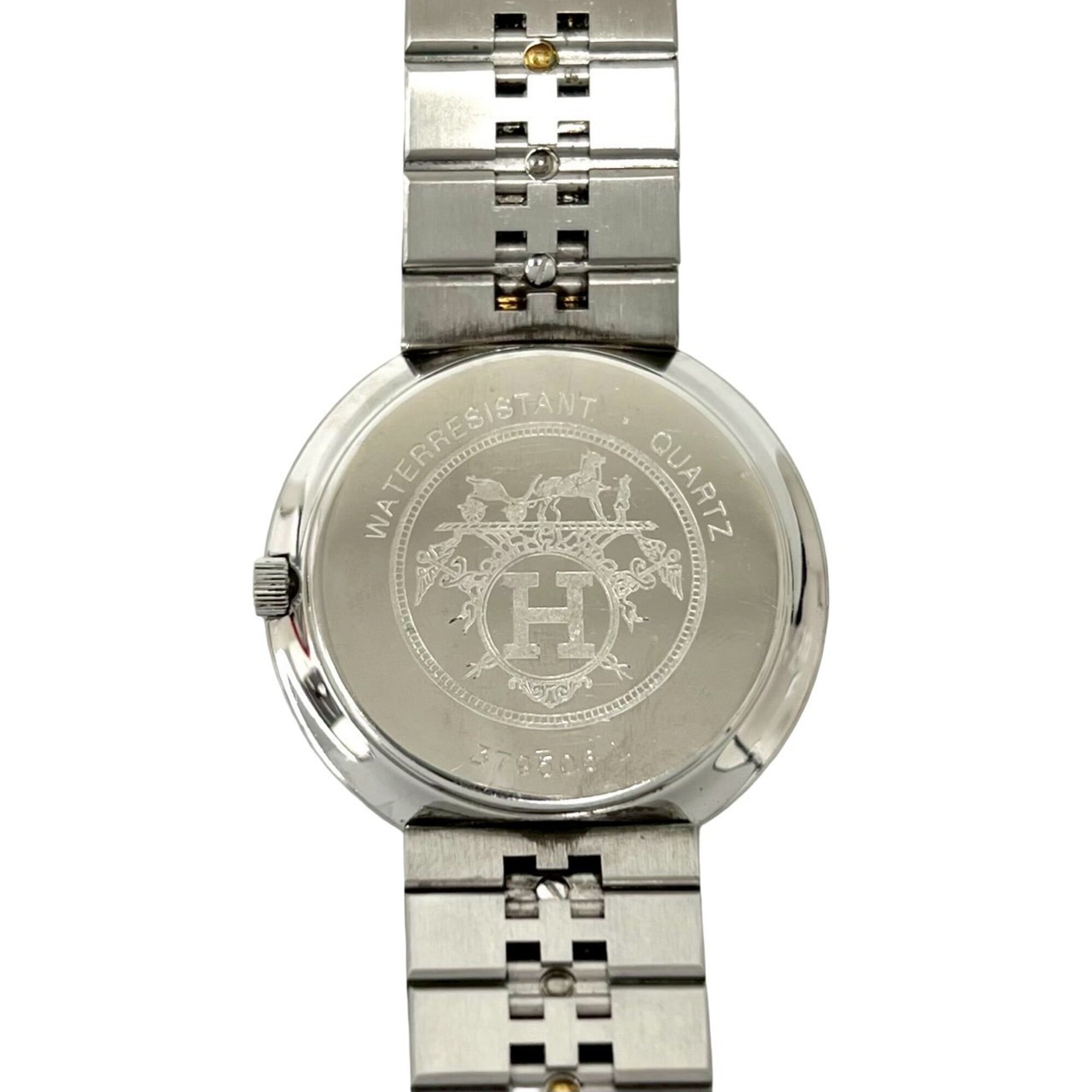 HERMES Clipper Stainless Steel GP Quartz Wristwatch, Silver/Gold, 32086