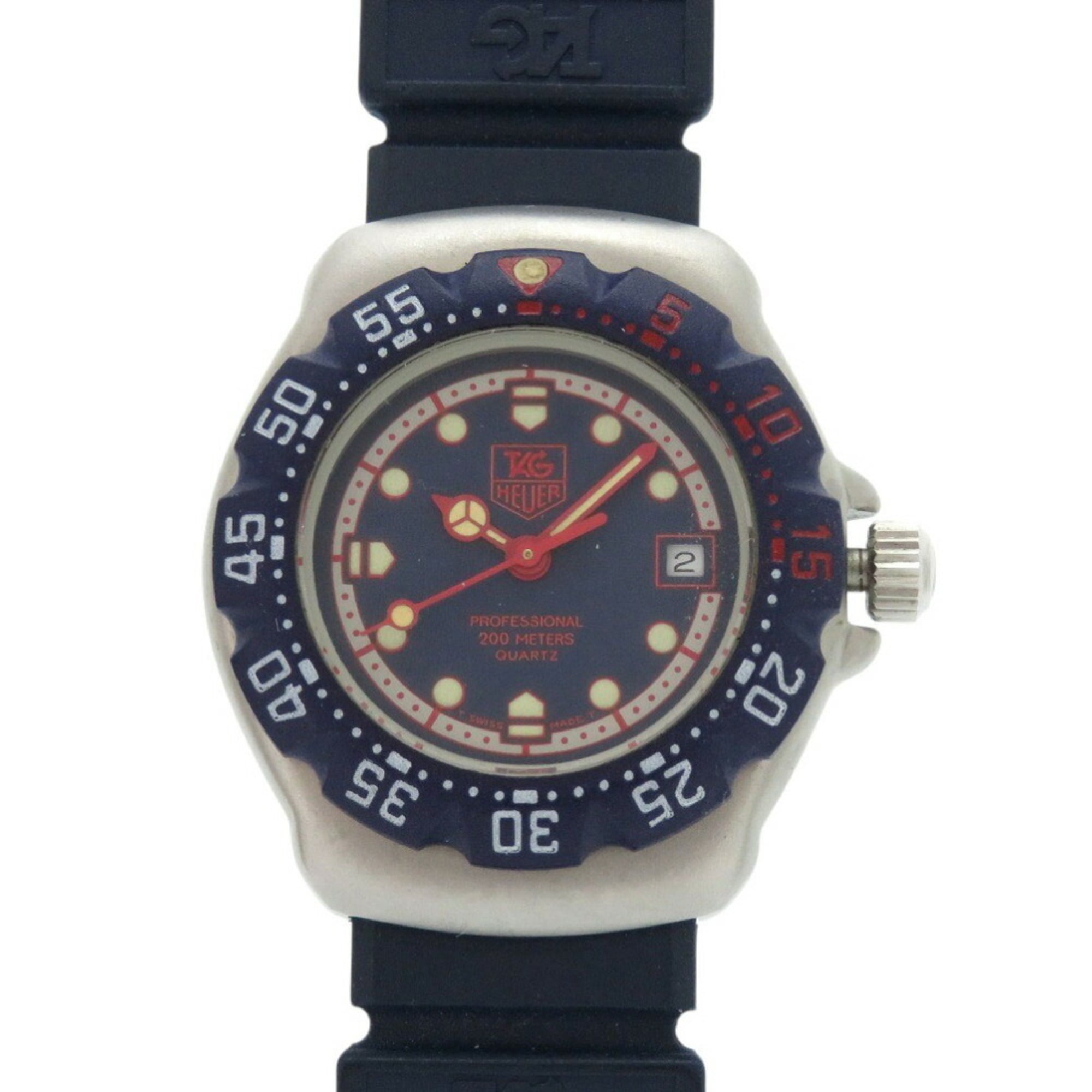 TAG Heuer Formula 1 370.508 Stainless Steel Rubber Navy Quartz Wristwatch 1911 HEUER