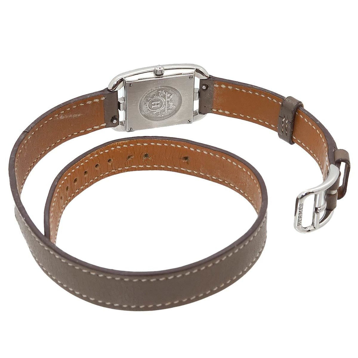 Montre Hermès Cape Cod Double Tour CC1, cadran argenté, 23 mm