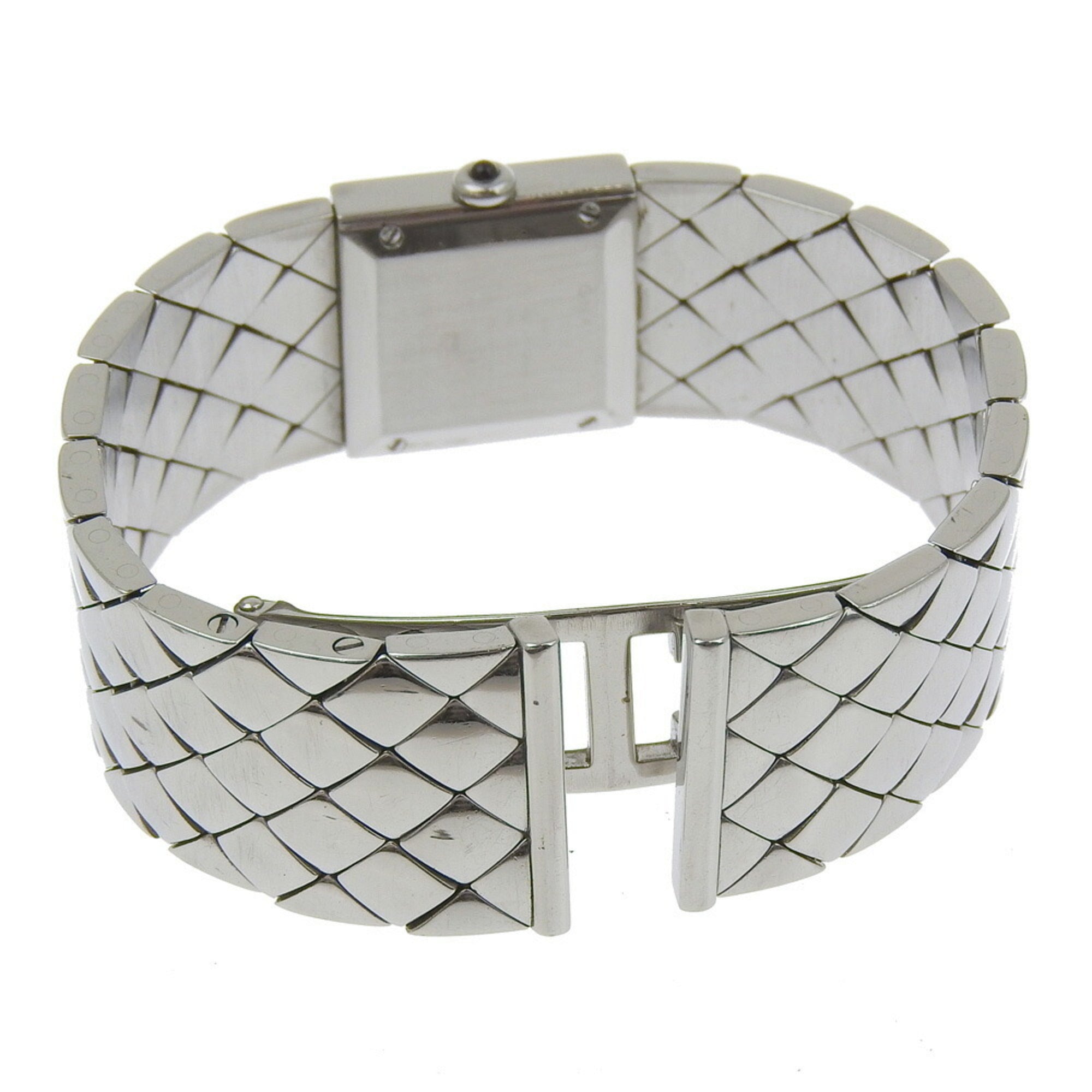 CHANEL Matelassé-horloge met diamanten rand H0489, roestvrij staal, quartz, analoog display, zwarte wijzerplaat, damesmodel I213024033