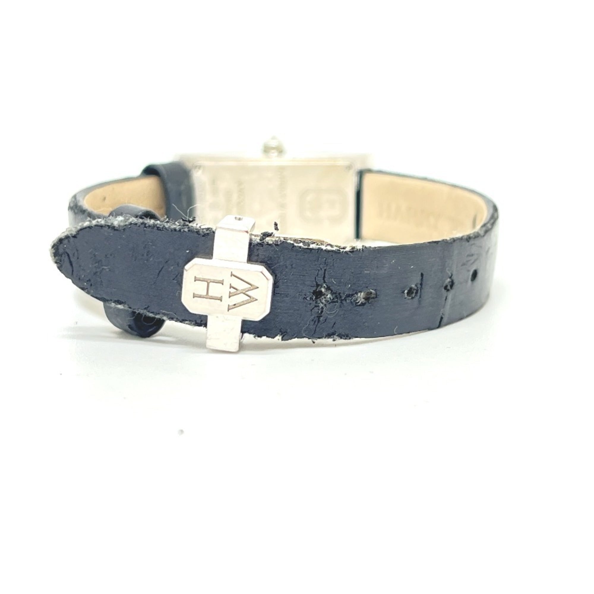 HARRY WINSTON Avenue C Mini-Uhr (AVCQHM16WW024) mit echten Diamanten, Muschelgehäuse und QuarzUhrwerk, 18KWG, Damenuhr, Silber