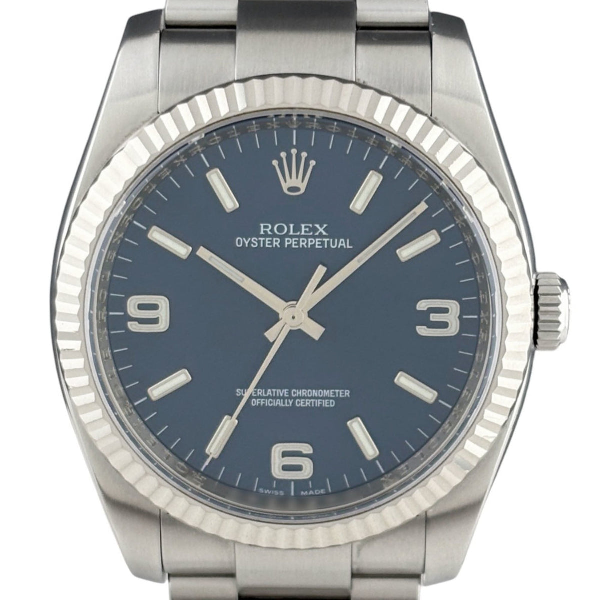 Rolex Oyster Perpetual 116034, blaues Zifferblatt, 36 mm Uhr
