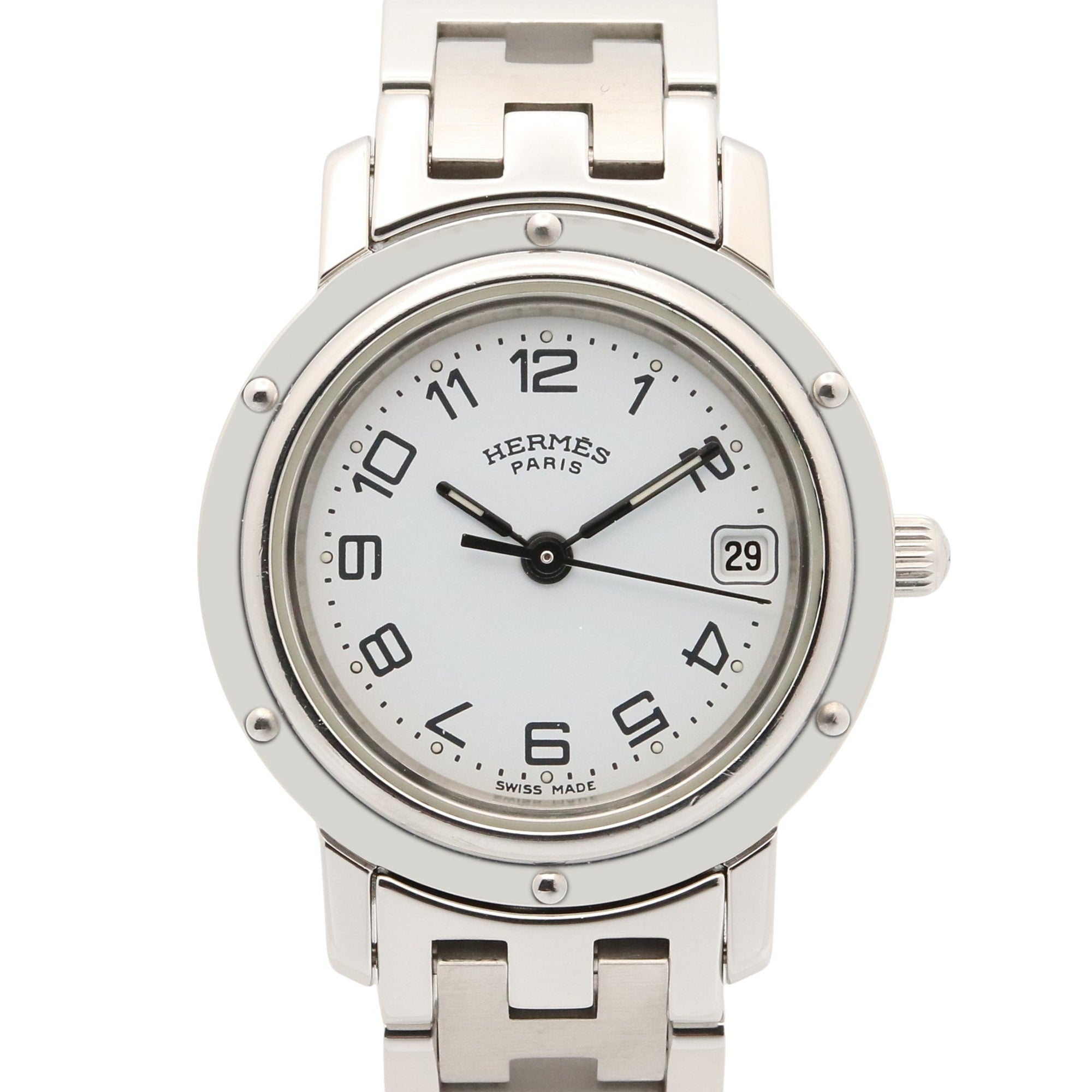 Hermes Clipper CL4.210 White Dial Stainless steel 24mm Watch