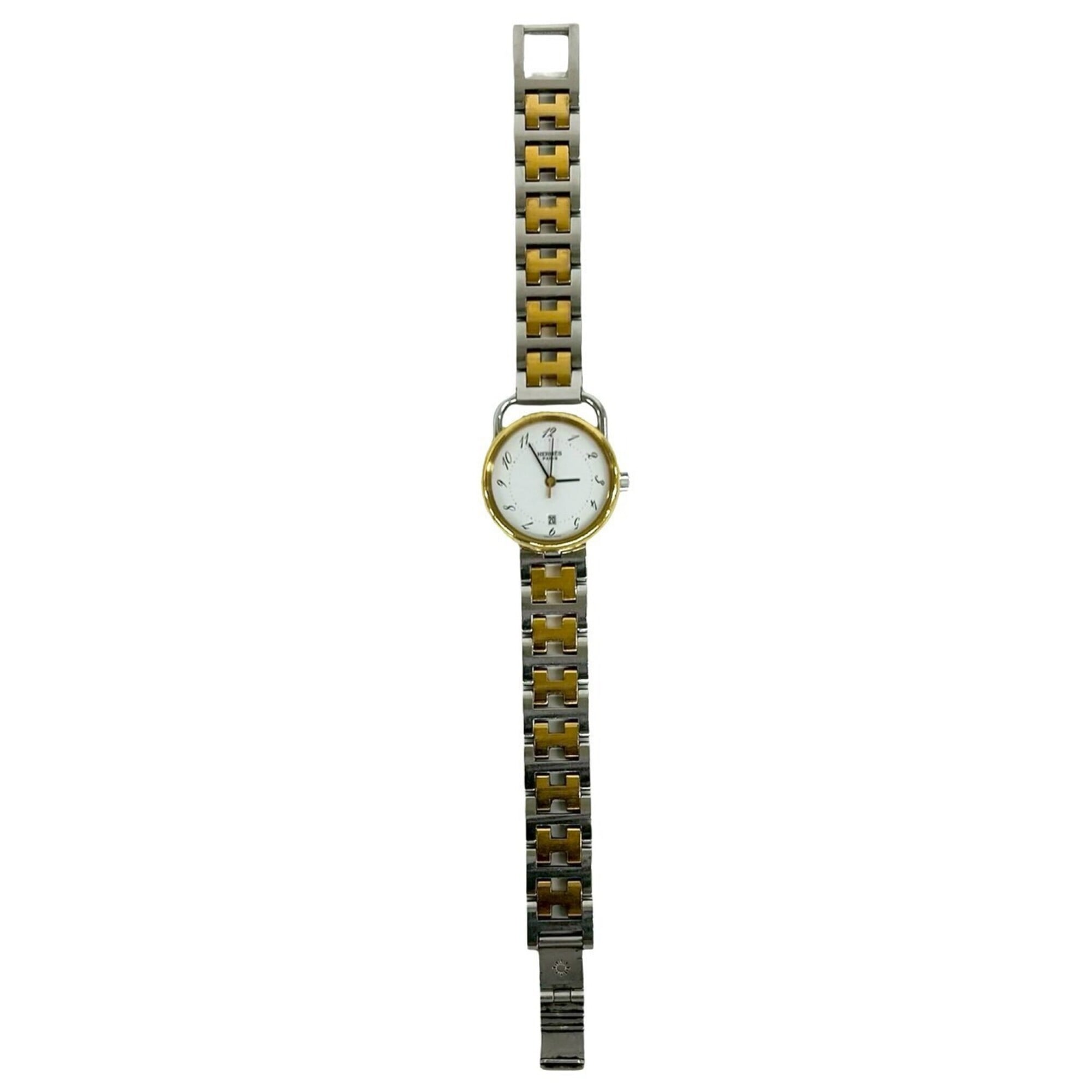 HERMES Vintage Profile GP Stainless Steel Quartz Gold 32947