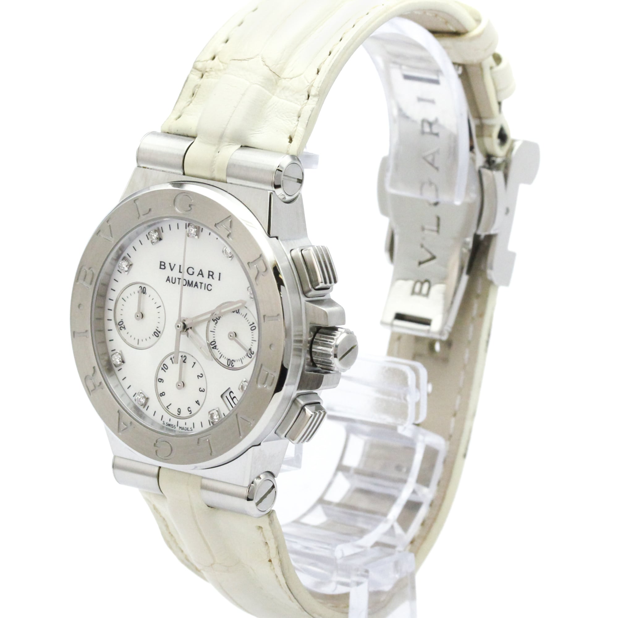 BVLGARI Diagono Chronograph Diamond MOP Steel Ladies DG35SCH