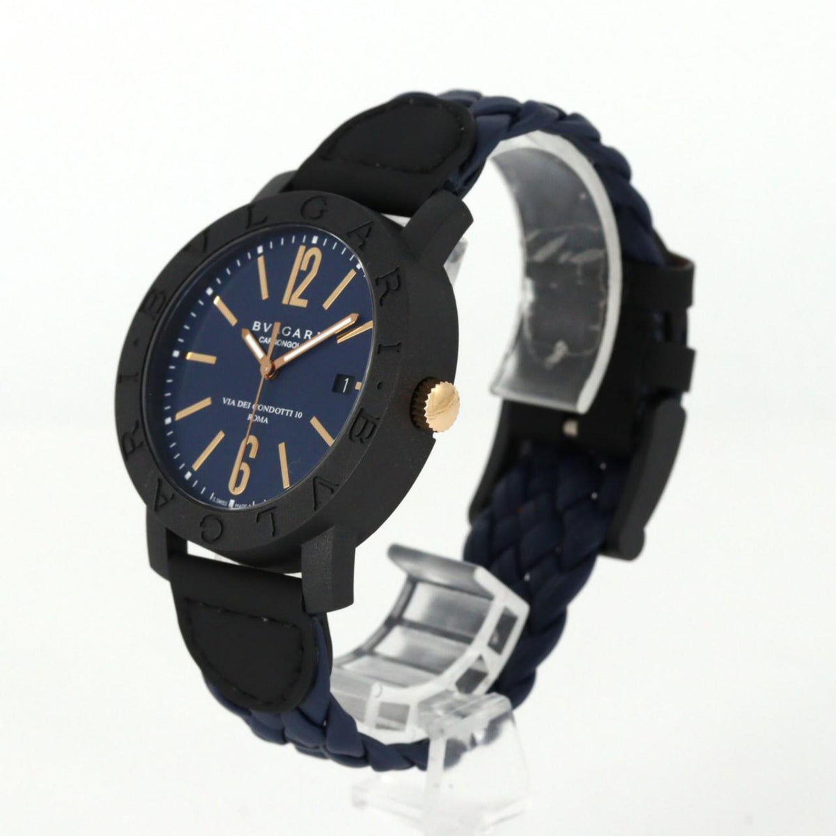 Bvlgari Carbon Gold BB40CL/BBP40C3CGLD/102634 Blaues Zifferblatt 40mm Uhr