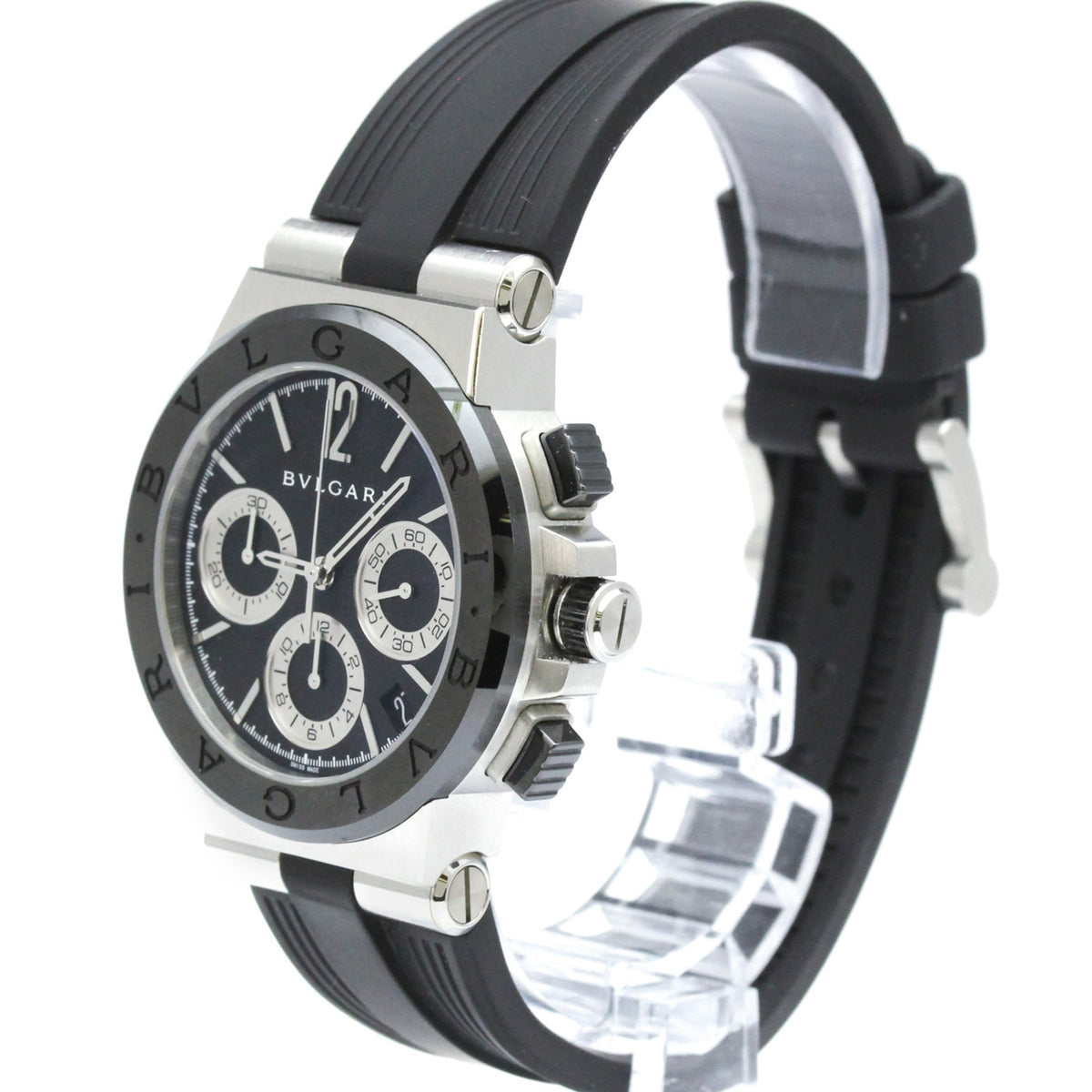 Bvlgari Diagono DG37SCCH horloge met zwarte wijzerplaat, 37 mm