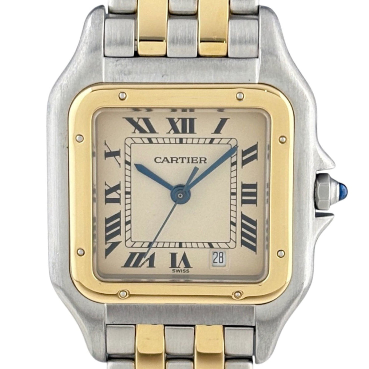 Cartier Panthère MM 2-rijig W25028B6 horloge met beige wijzerplaat, 26 mm