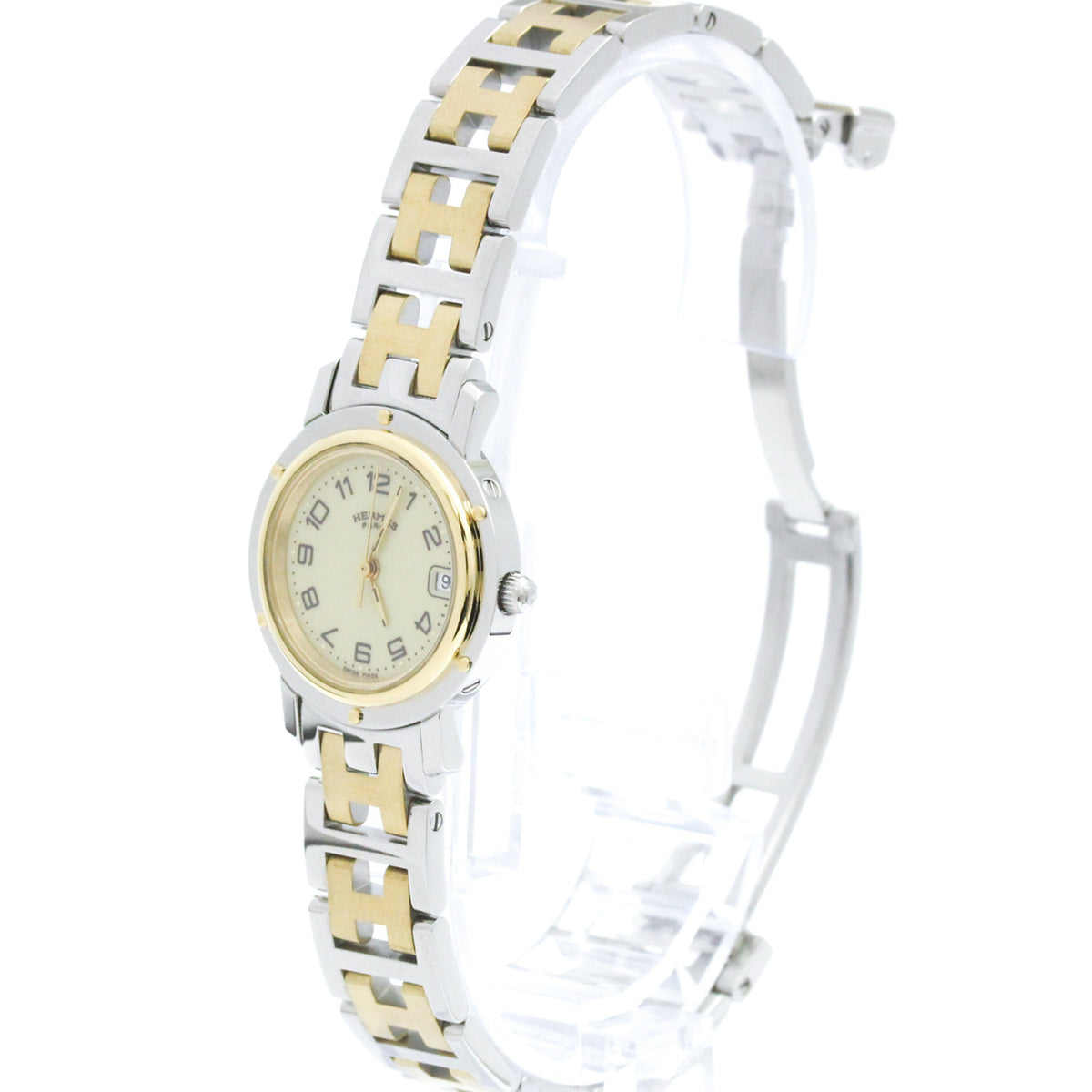 Hermes Clipper CL4.220 horloge met ivoorkleurige wijzerplaat, 24 mm
