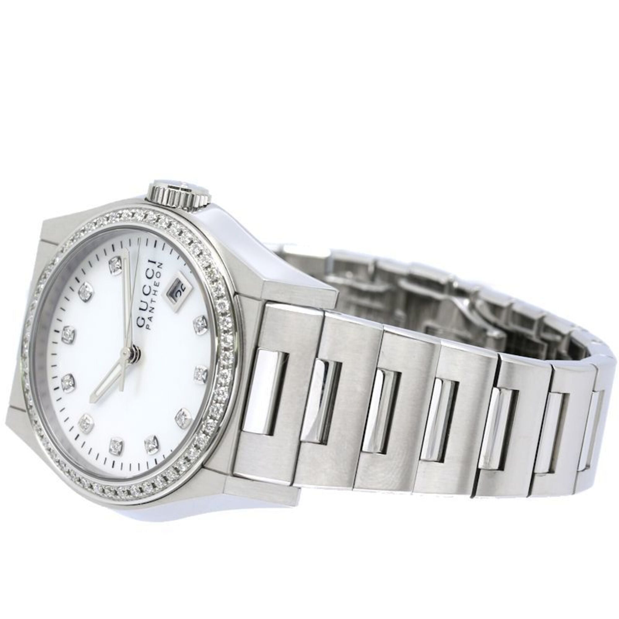 GUCCI Pantheon Bezel Diamond 10P YA115404 115.4 Boys' Stainless Steel 40561