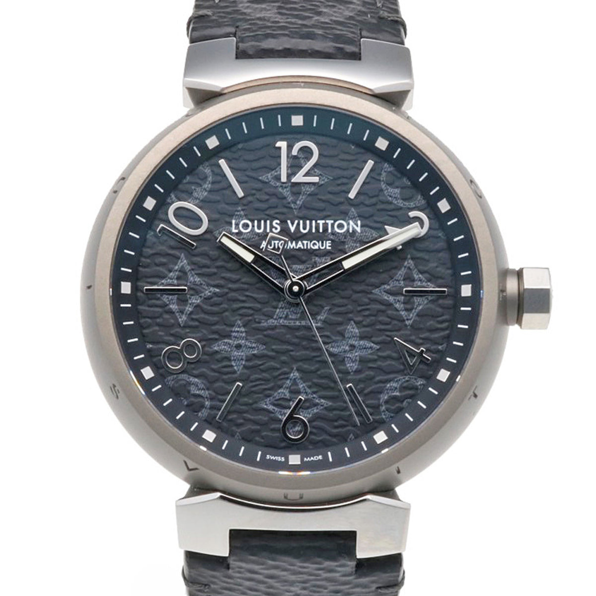 Louis Vuitton Tambour Monogram Eclipse QA140Z, graues Zifferblatt, 41 mm Uhr