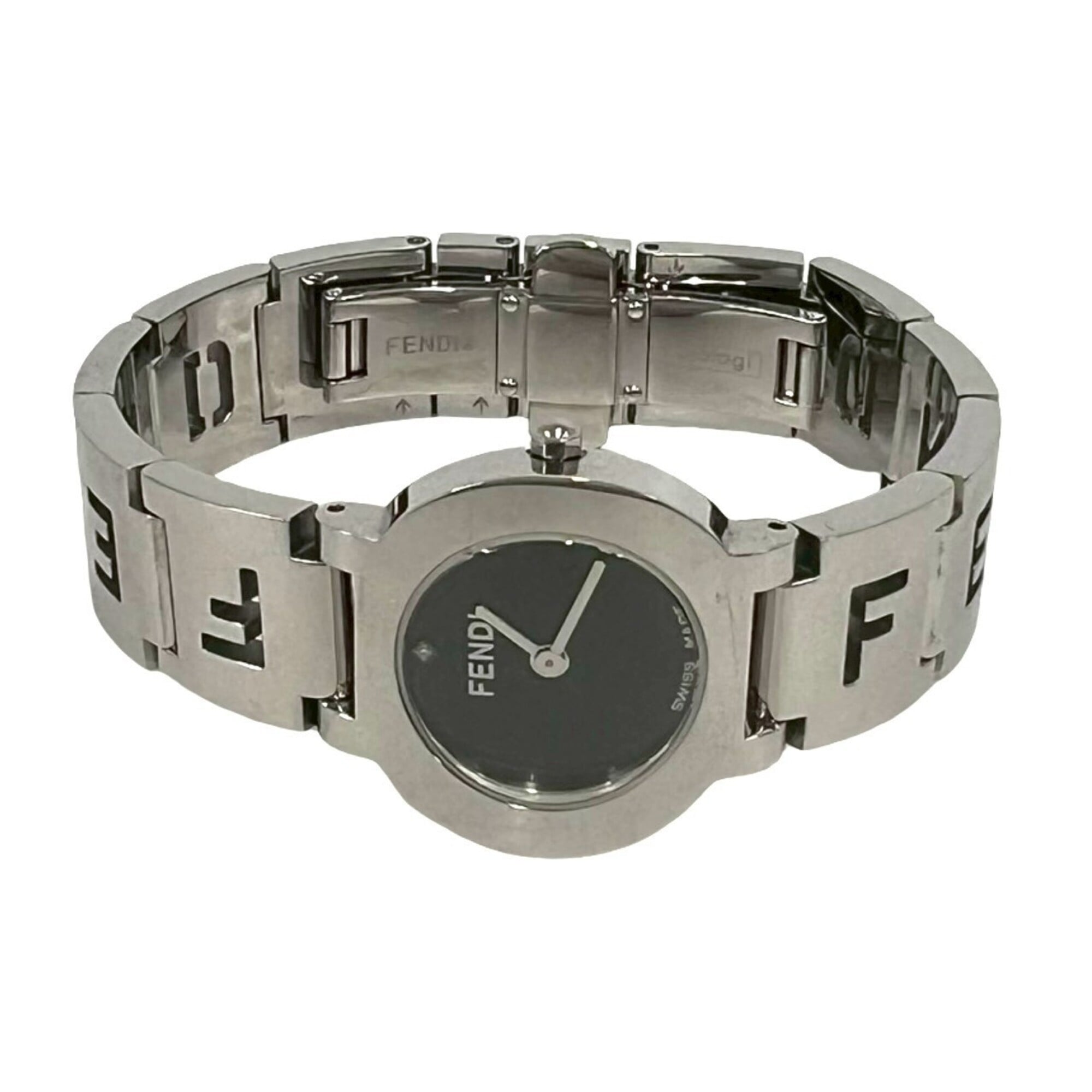 FENDI 3050L Logo Motif Stainless Steel Quartz Silver 31341