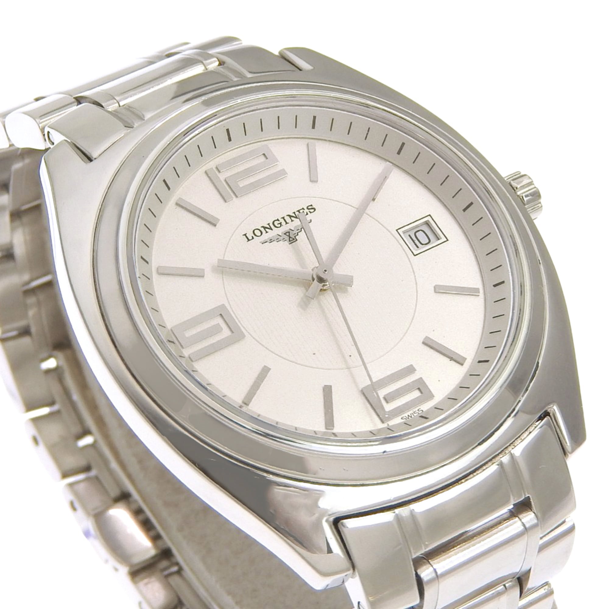 Longines Conquest-horloge L3.632.4, roestvrij staal, zilverkleurig, quartz, analoog, witte wijzerplaat, herenhorloge.