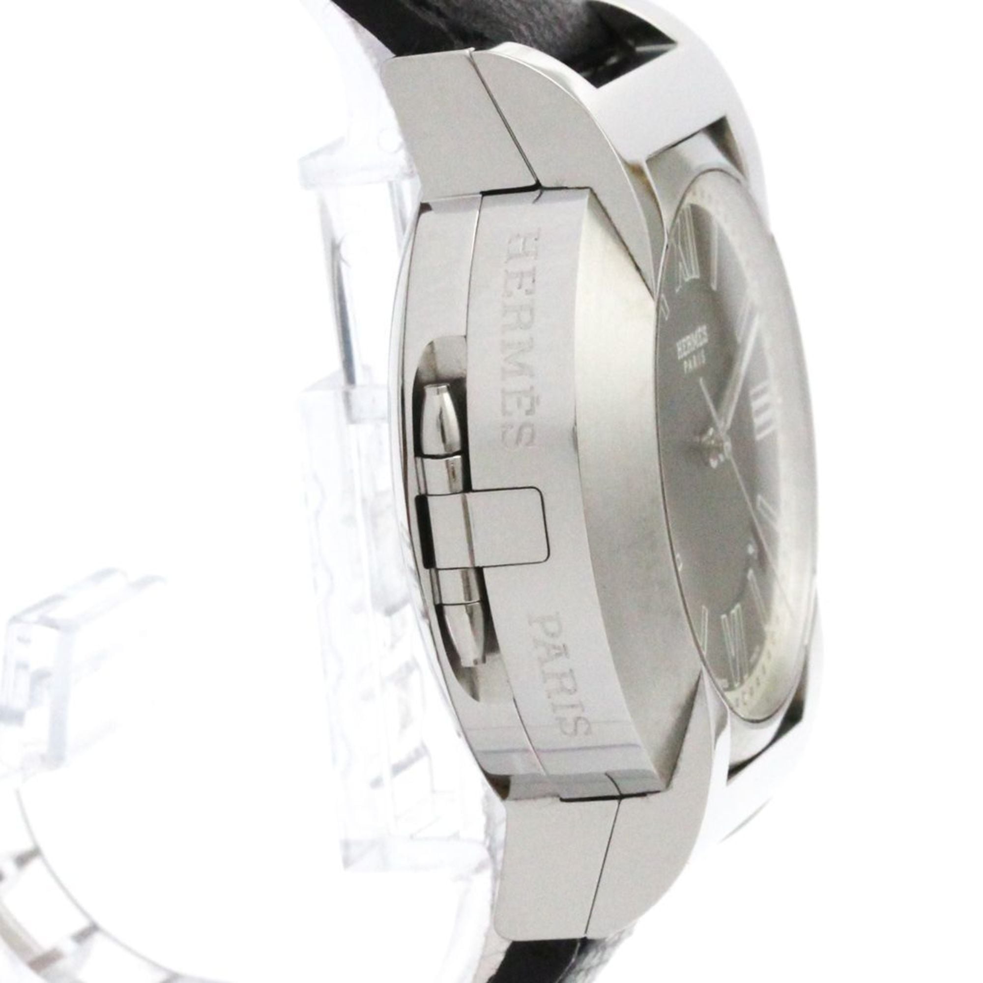 HERMES Nomade Compass Steel Auto Quartz Mens Watch NO2.910 Polished