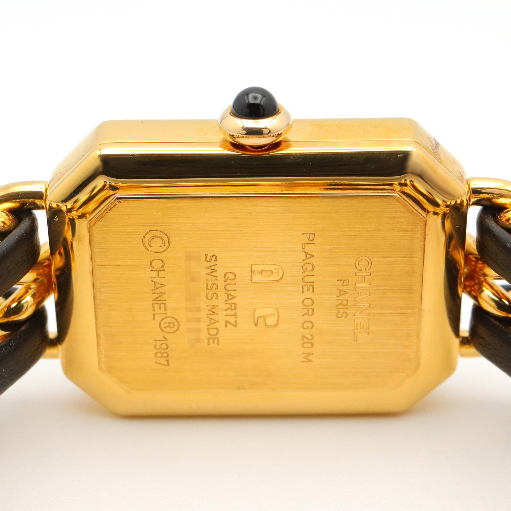 Montre Chanel CHANEL Première S, plaquée or (GP), bracelet en cuir, pour femme, Noir, H0001