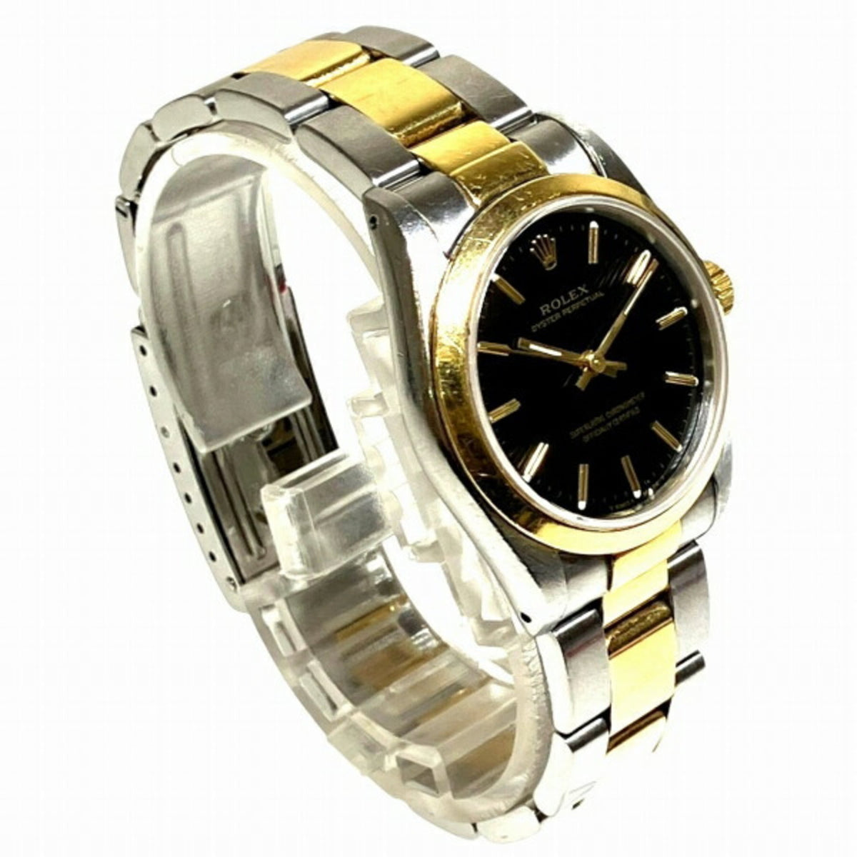 Rolex Oyster Perpetual 67483 horloge met zwarte wijzerplaat, 30 mm