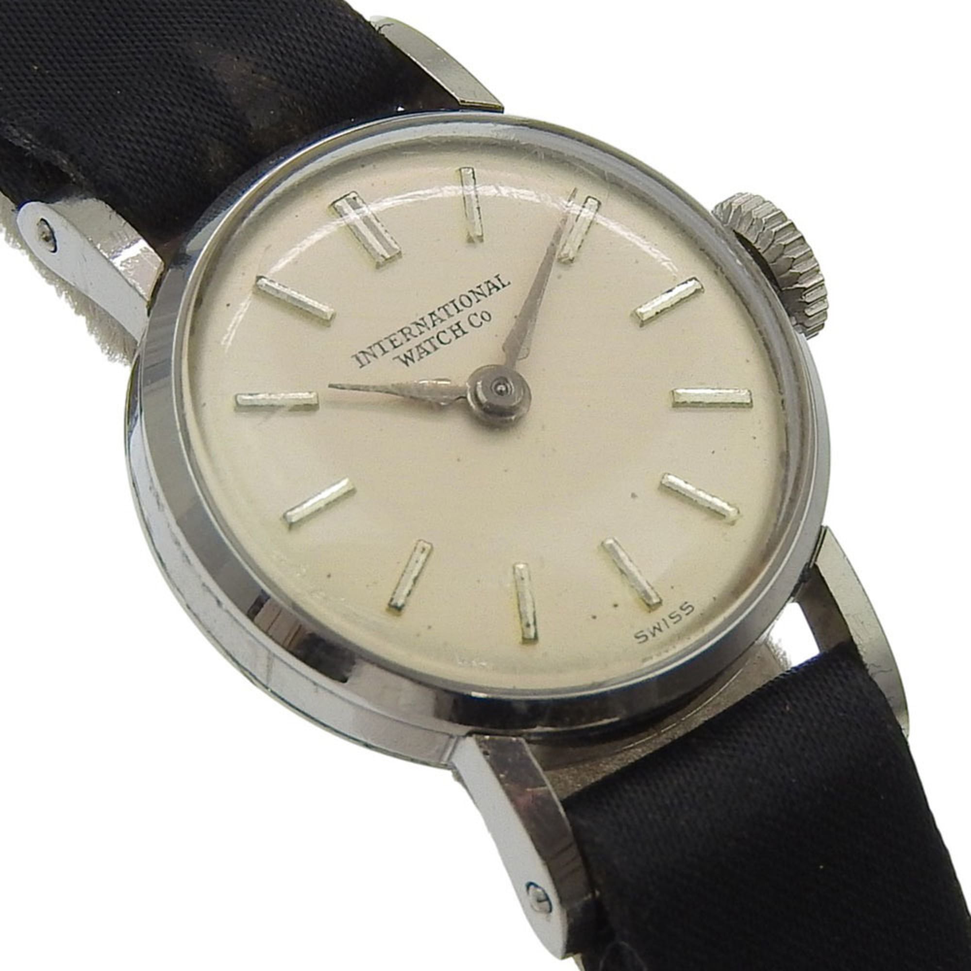 Dameshorloge van International Watch Company (IWC), roestvrij staal, handopwinding, analoge wijzerplaat, zilverkleurige wijzerplaat.