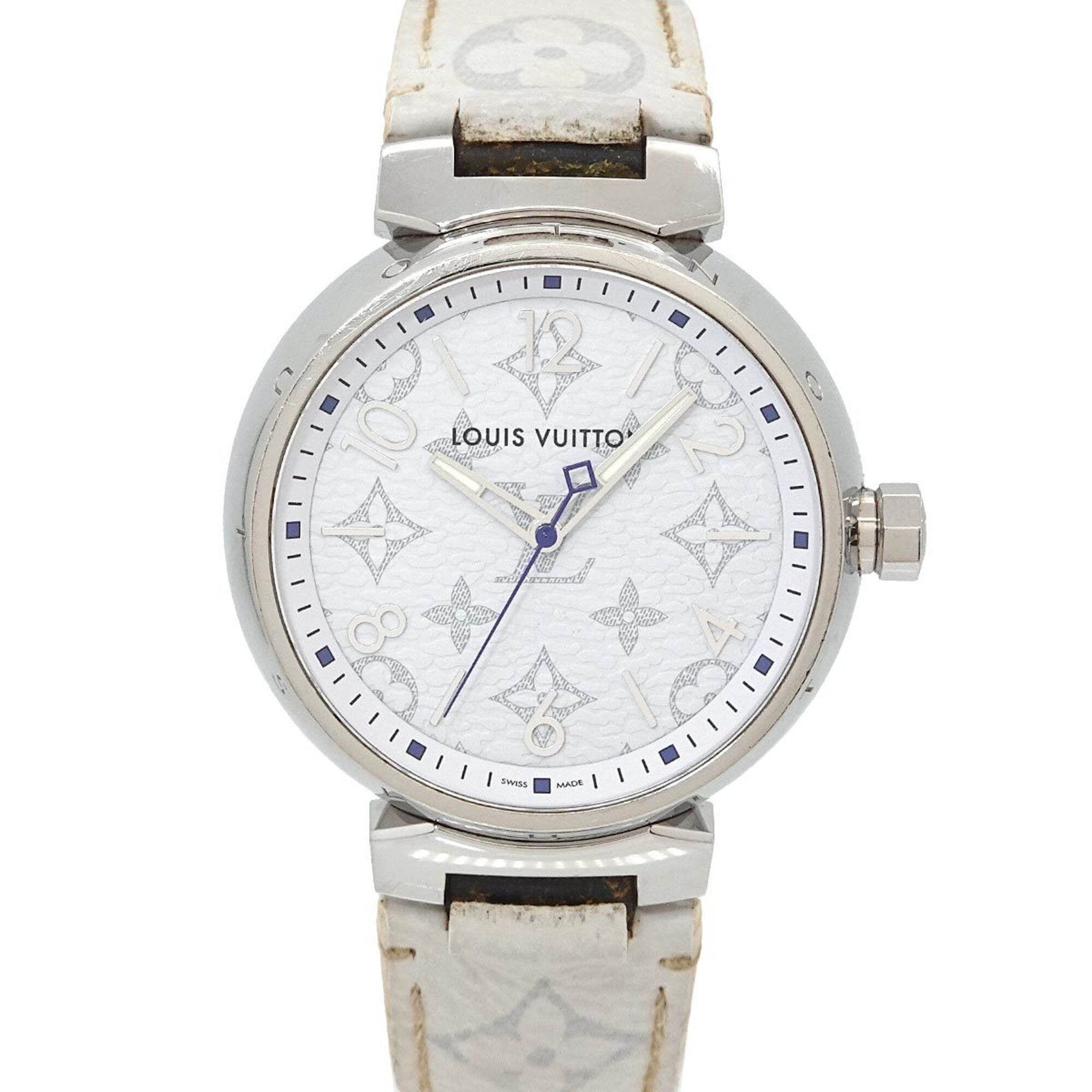 Louis Vuitton Tambour GM Monogram White QA114 Men's Watch Quartz