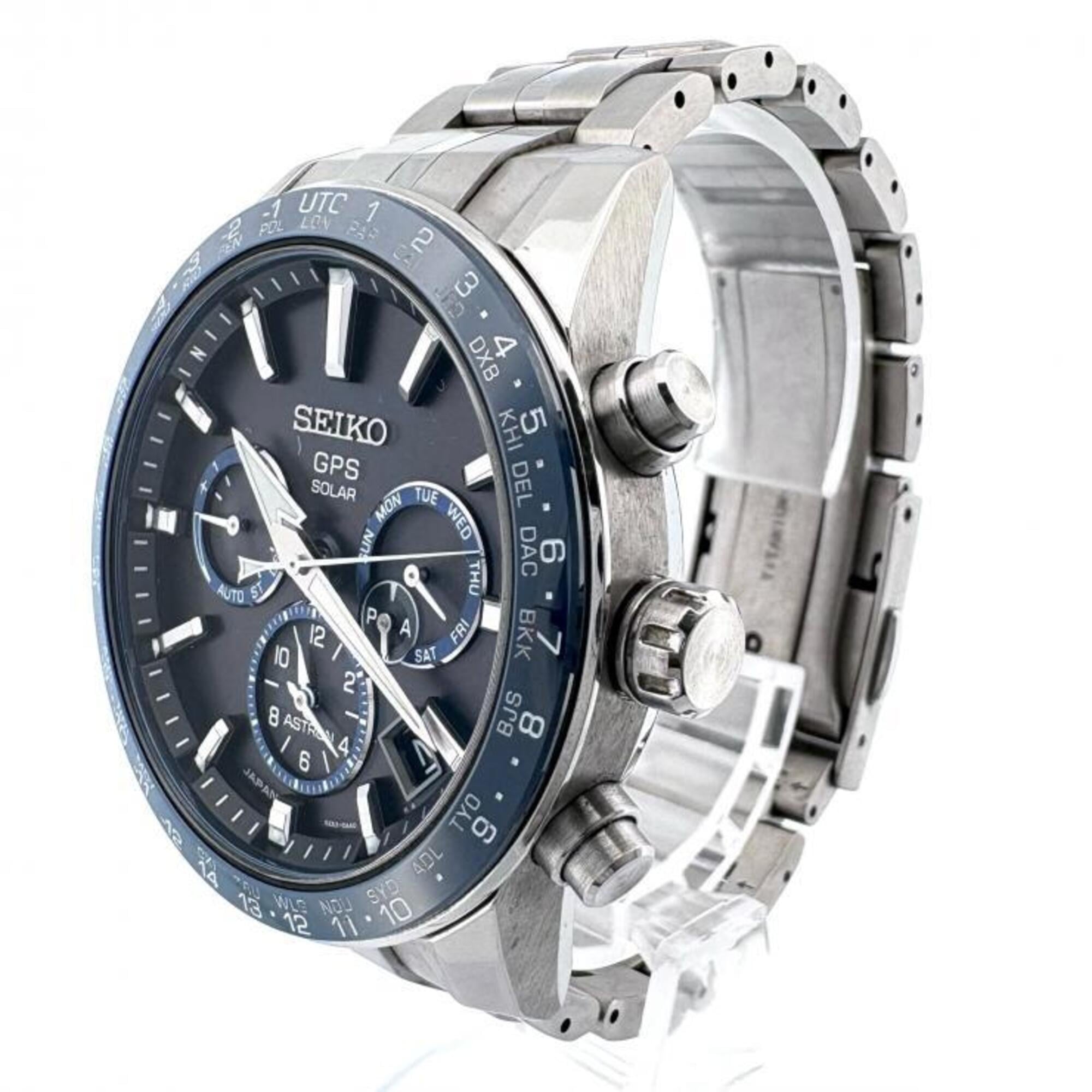 Montre Seiko Astron série 5X GPS SBXC001, cadran bleu, 42 mm