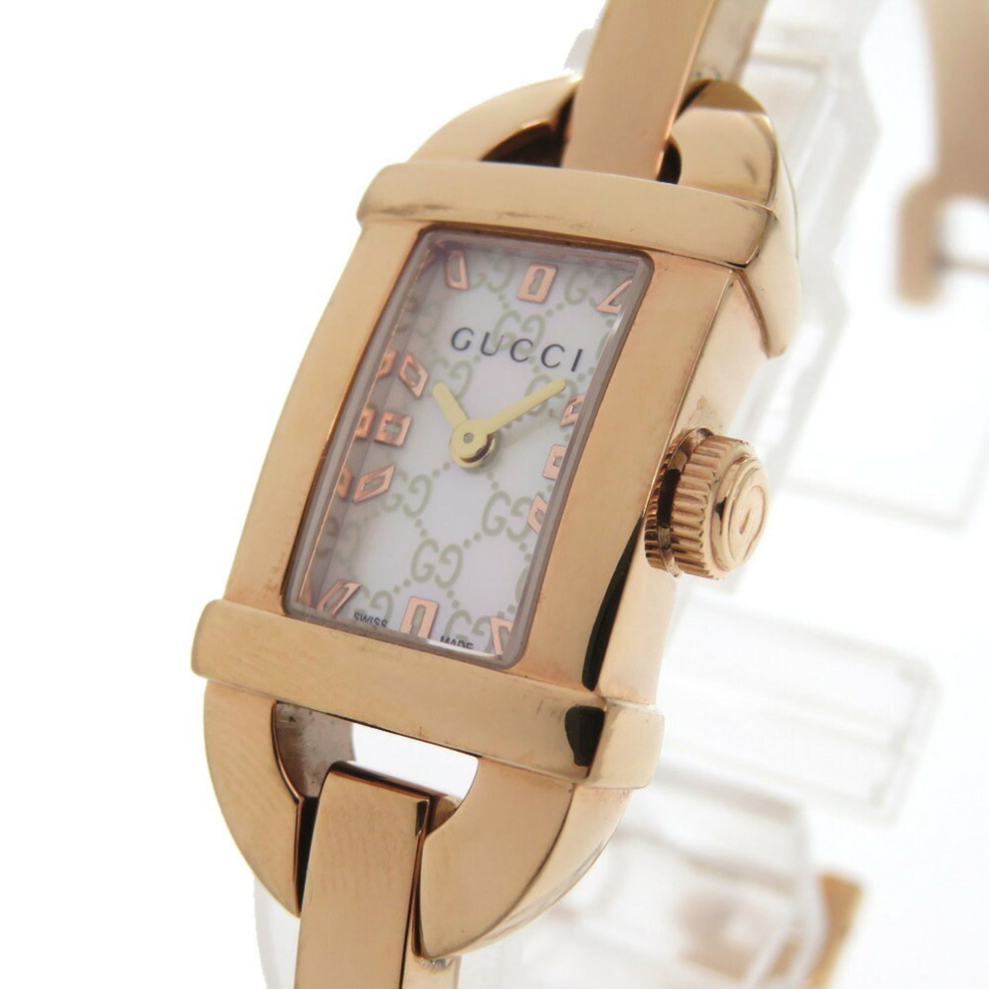 Gucci 6800L roze gouden wijzerplaat, roestvrij staal, wit quartzhorloge 1683GUCCI