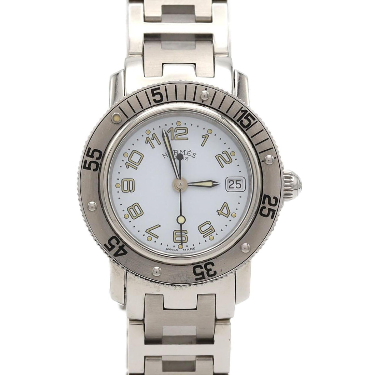 Hermes Clipper Diver CL5.210 horloge met witte wijzerplaat, 28 mm