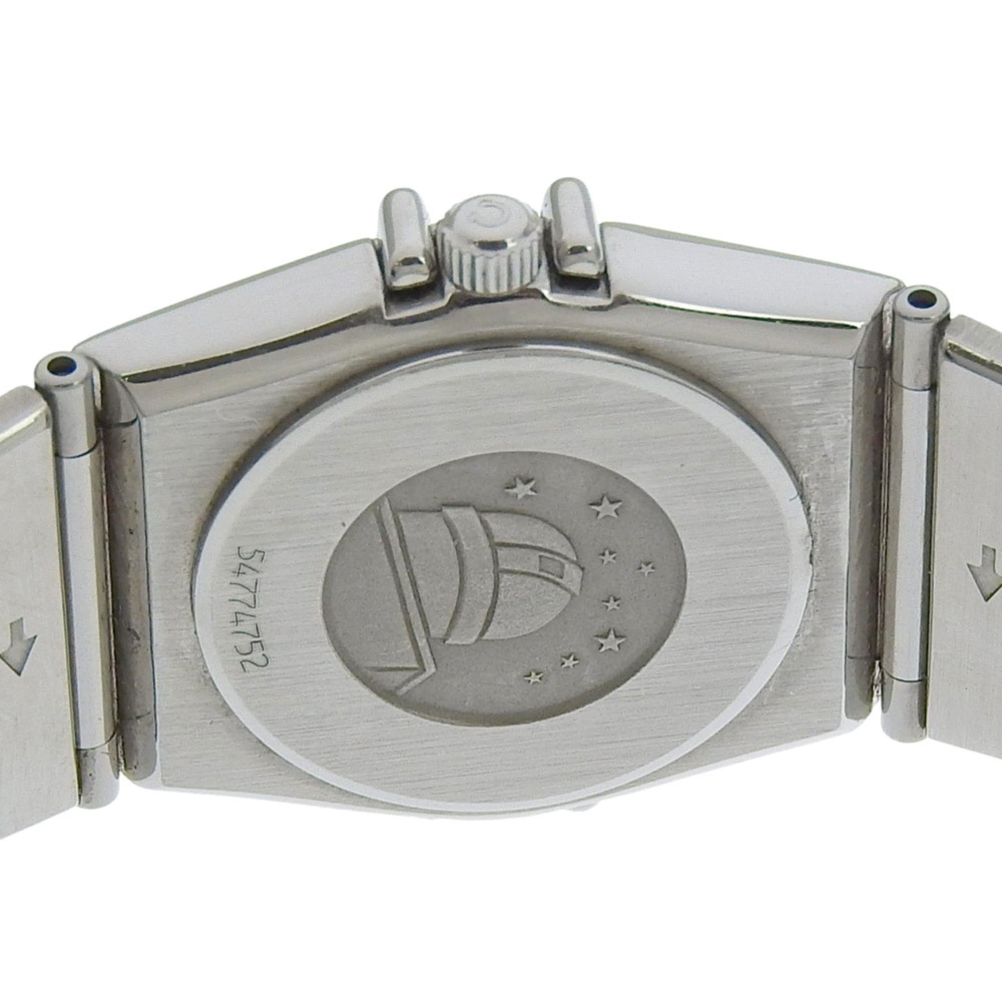 Omega Constellation Mini dameshorloge, roestvrij staal, quartz, analoog, zilveren wijzerplaat.