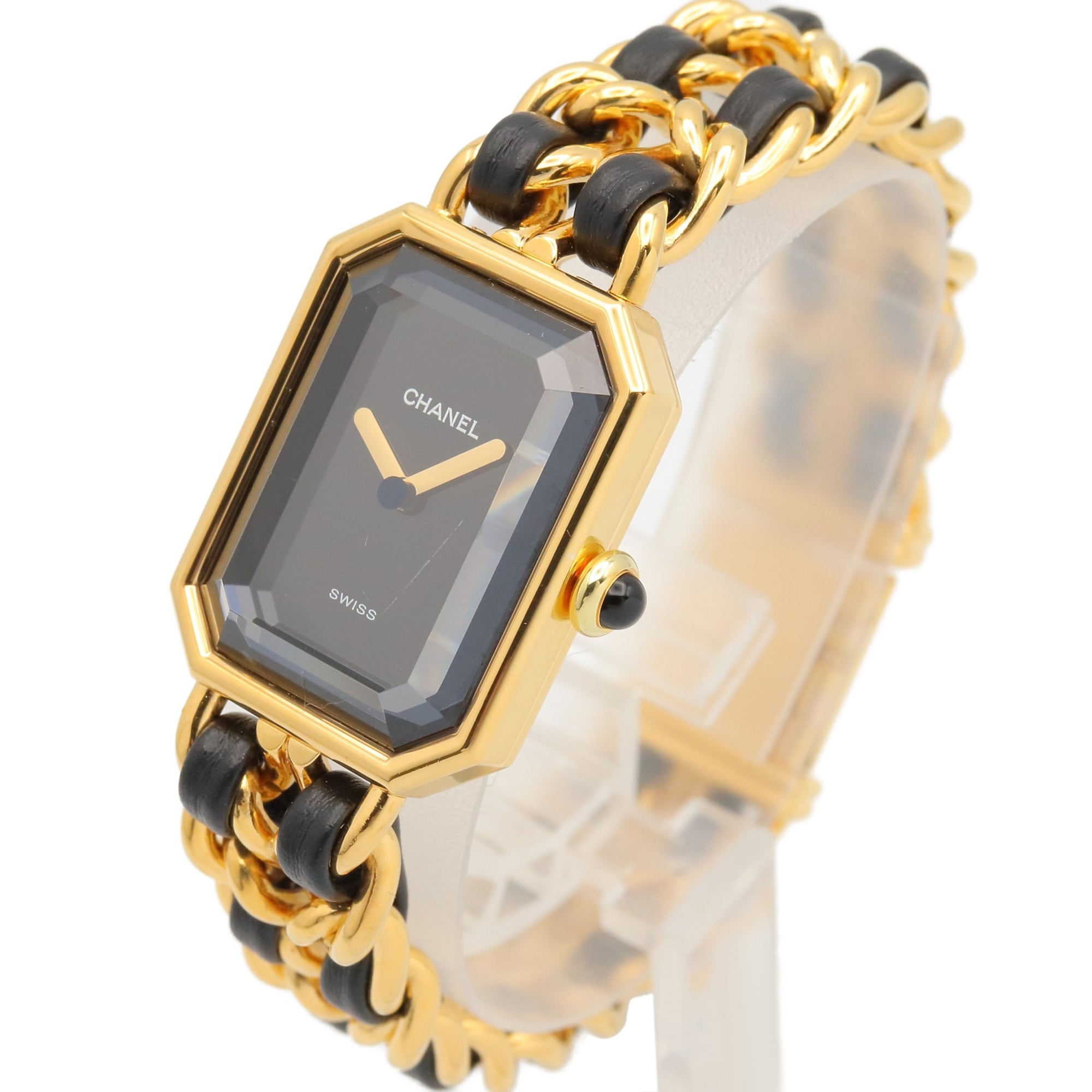 Chanel Premiere H0001 Black Dial Gold plated 20mm Watch