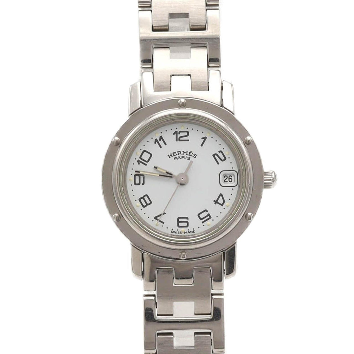 Hermes Clipper CL4.210 horloge met witte wijzerplaat, 24 mm