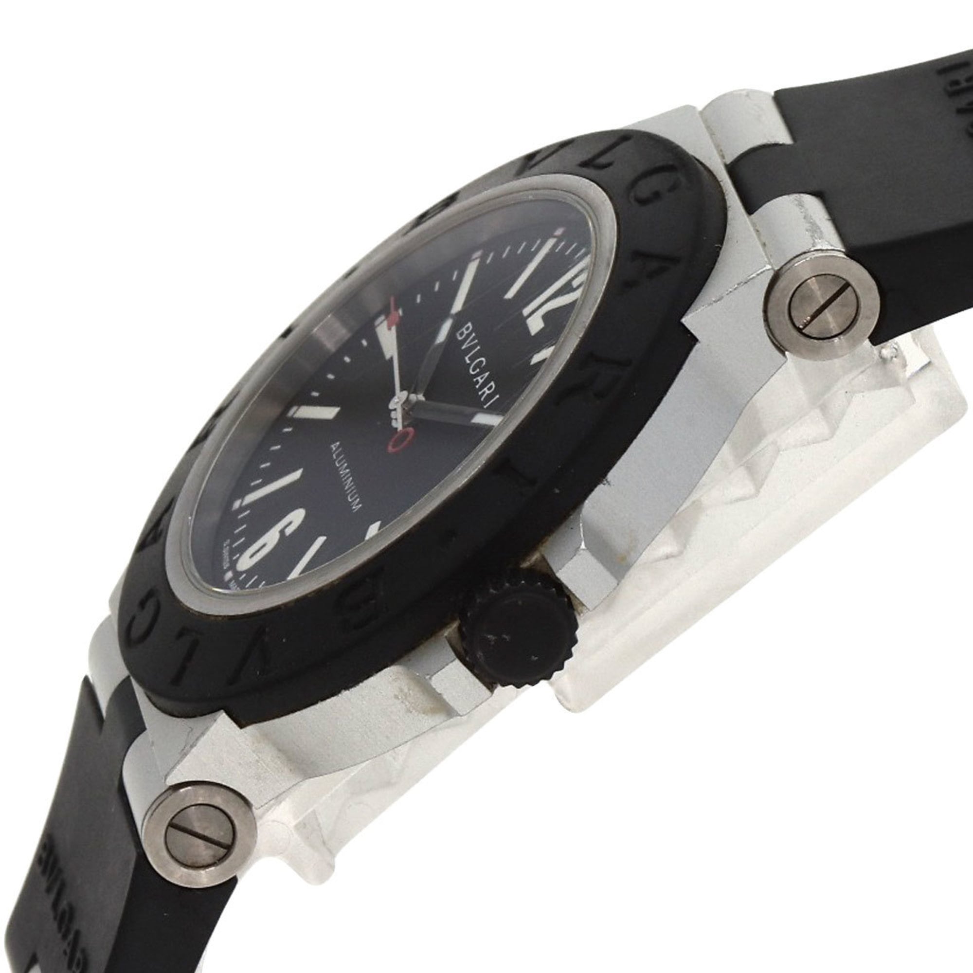 BVLGARI BB40AT Aluminium Date-horloge met rubberen band voor heren