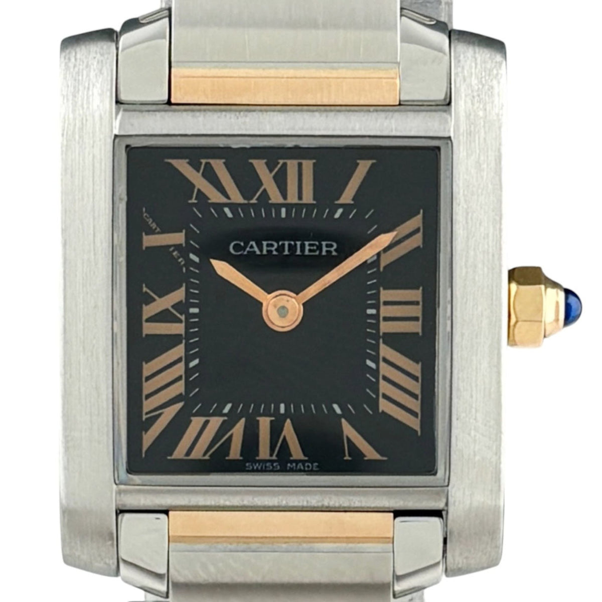 Cartier Tank Française SM W5010001 horloge met zwarte wijzerplaat, 20 mm