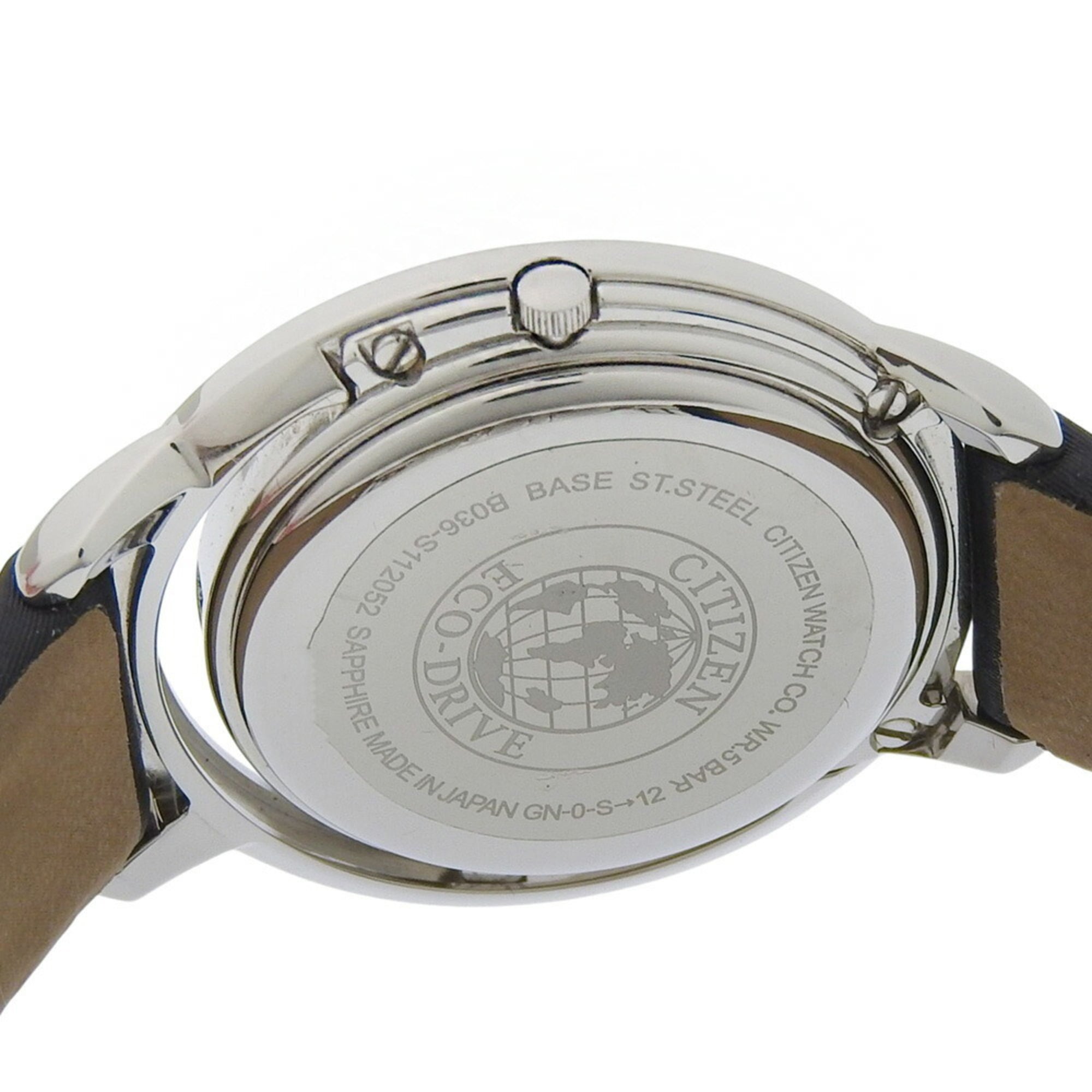 Citizen B036 S112052 dameshorloge, zwarte wijzerplaat, 3 wijzers, 5 diamanten, roestvrij staal, leren band, Eco-Drive, ca. 32 mm