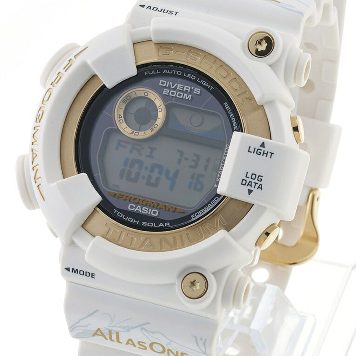 Casio G-SHOCK MASTER-OF-G Frogman ICERC Modèle en collaboration avec le Japon GW-8201K-7JR Noir, montre à cadran doré de 50 mm