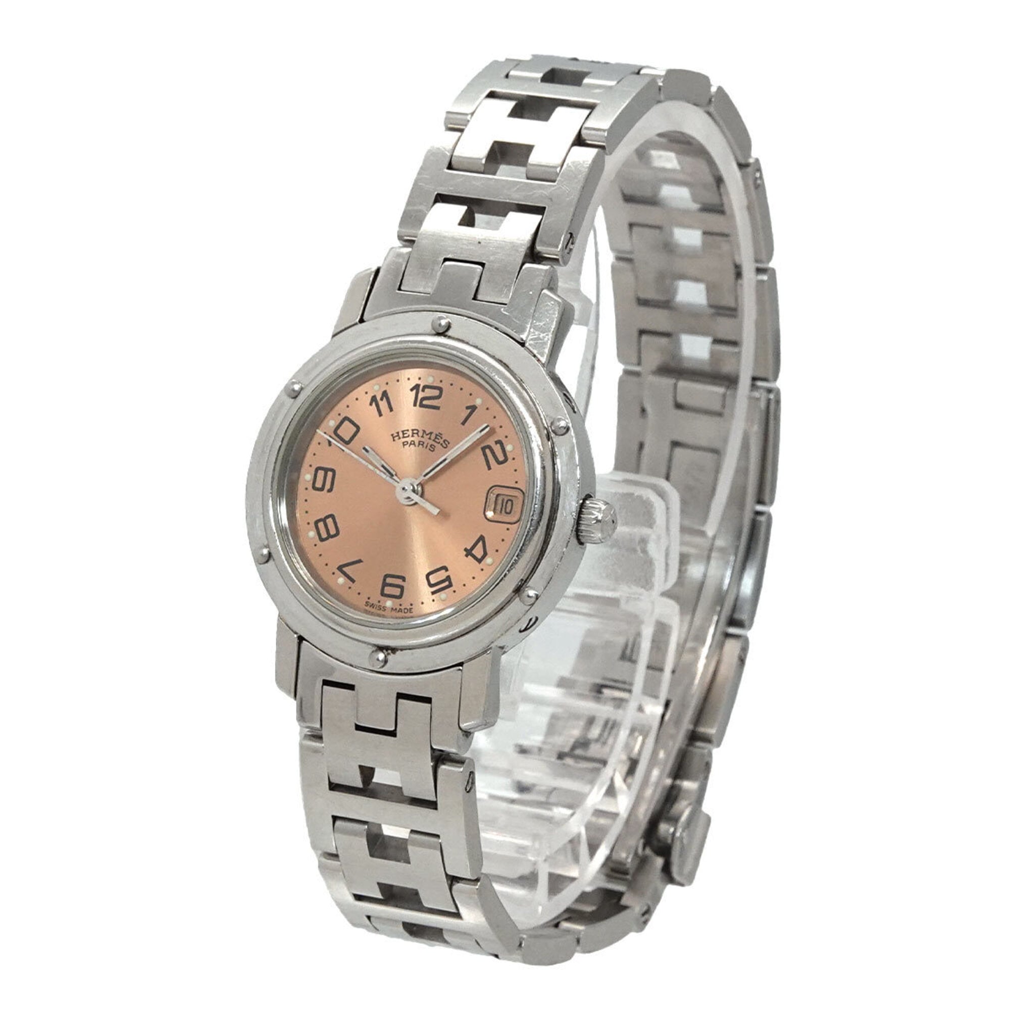 Hermes Clipper CL4 210 Wo Date Display Pink Quartz
