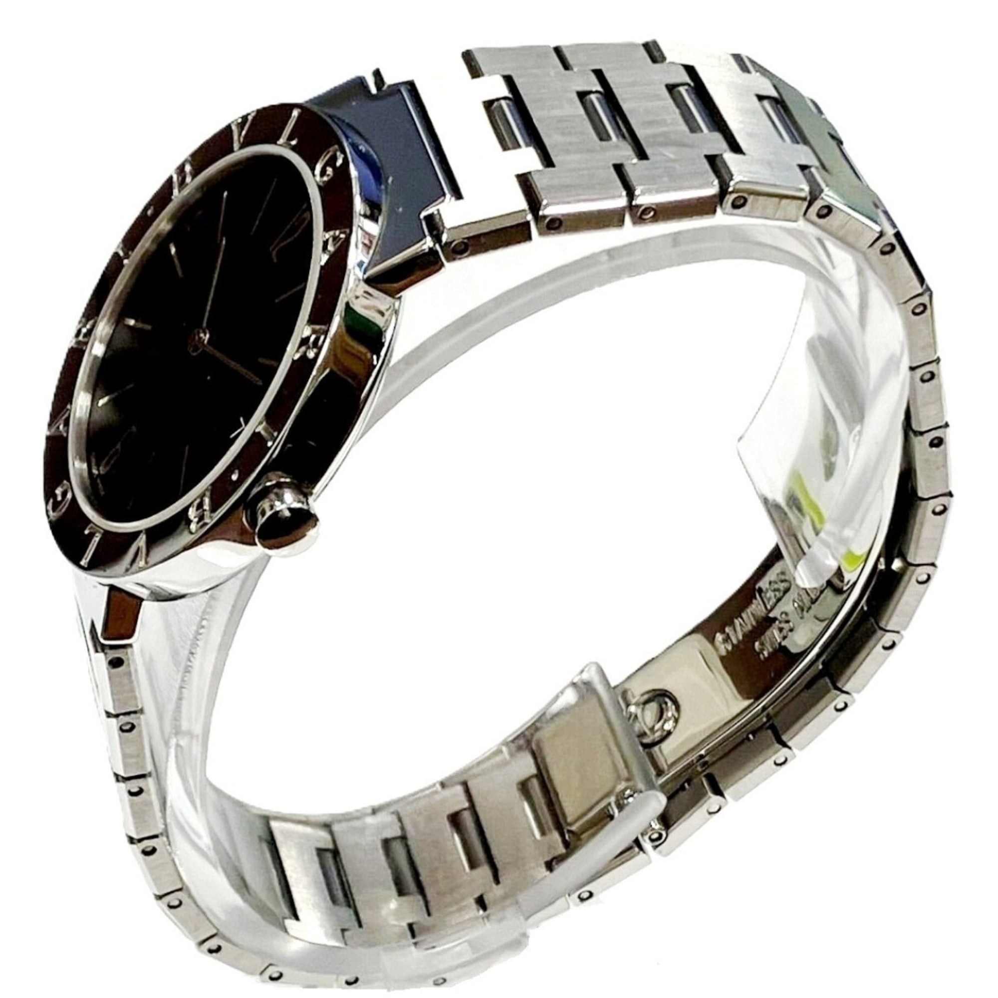 Bulgari watch, total weight 78.8g, stainless steel, quartz movement, black dial, BB33SSD