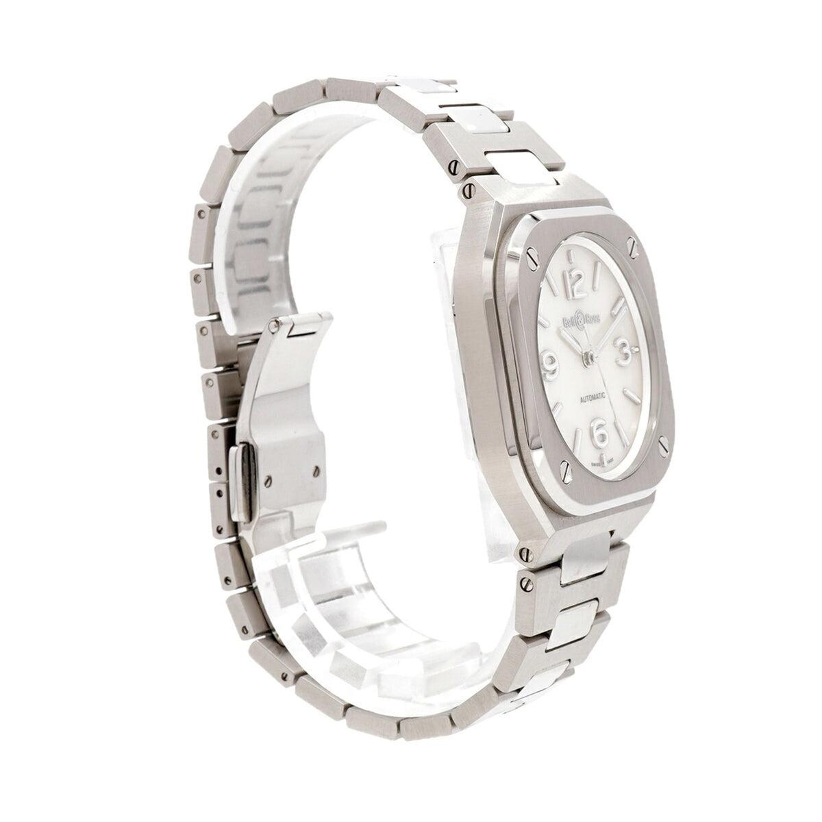 Bell & Ross BR-05 Mother-of-Pearl Steel BR05A-S-MP-ST/SST horloge met witte wijzerplaat, 35 mm