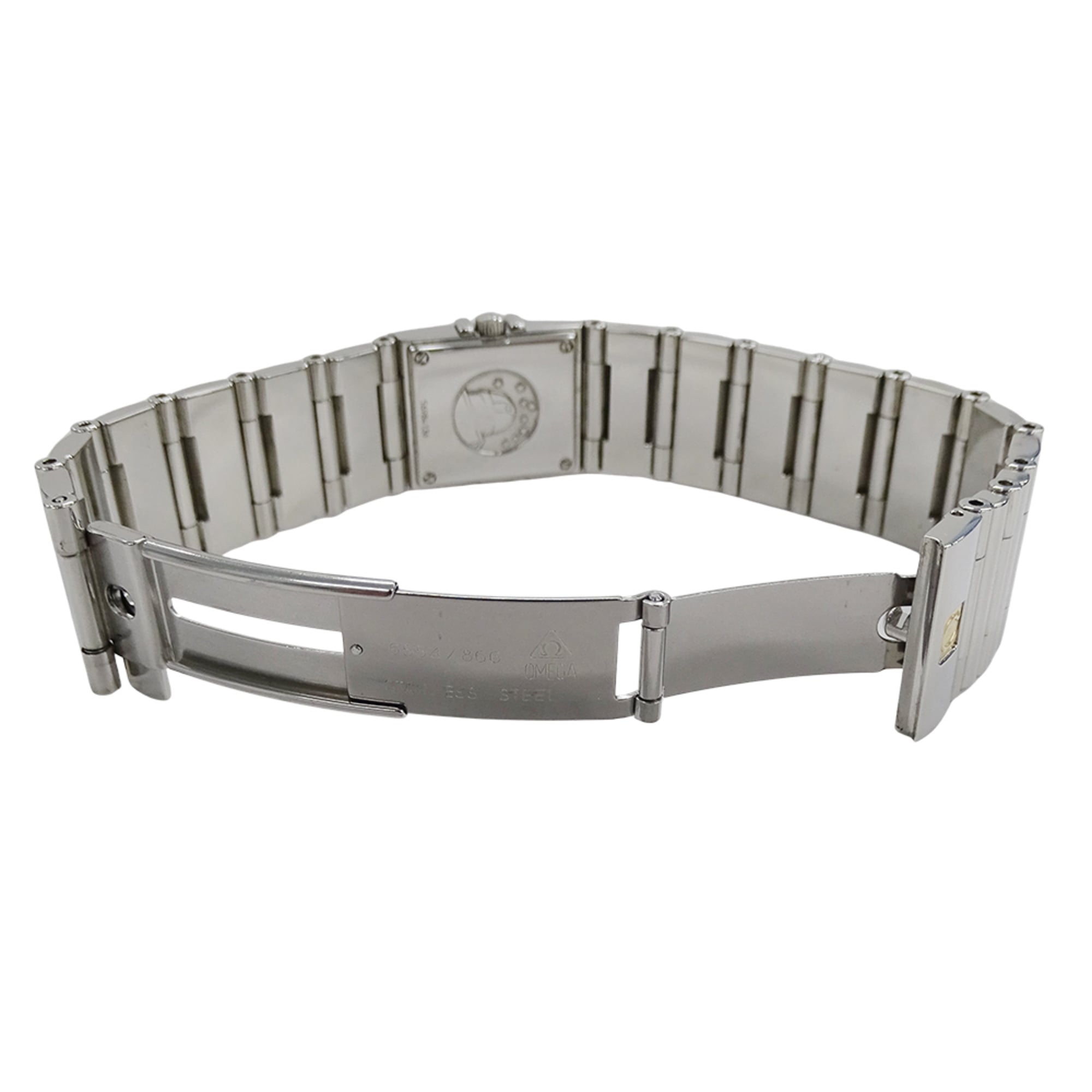 Omega Constellation Carre Quadra 1528.46 dameshorloge, merknaam, diamant, kwarts uurwerk, roestvrij staal (SS), zilver, zwart, vierkante kast
