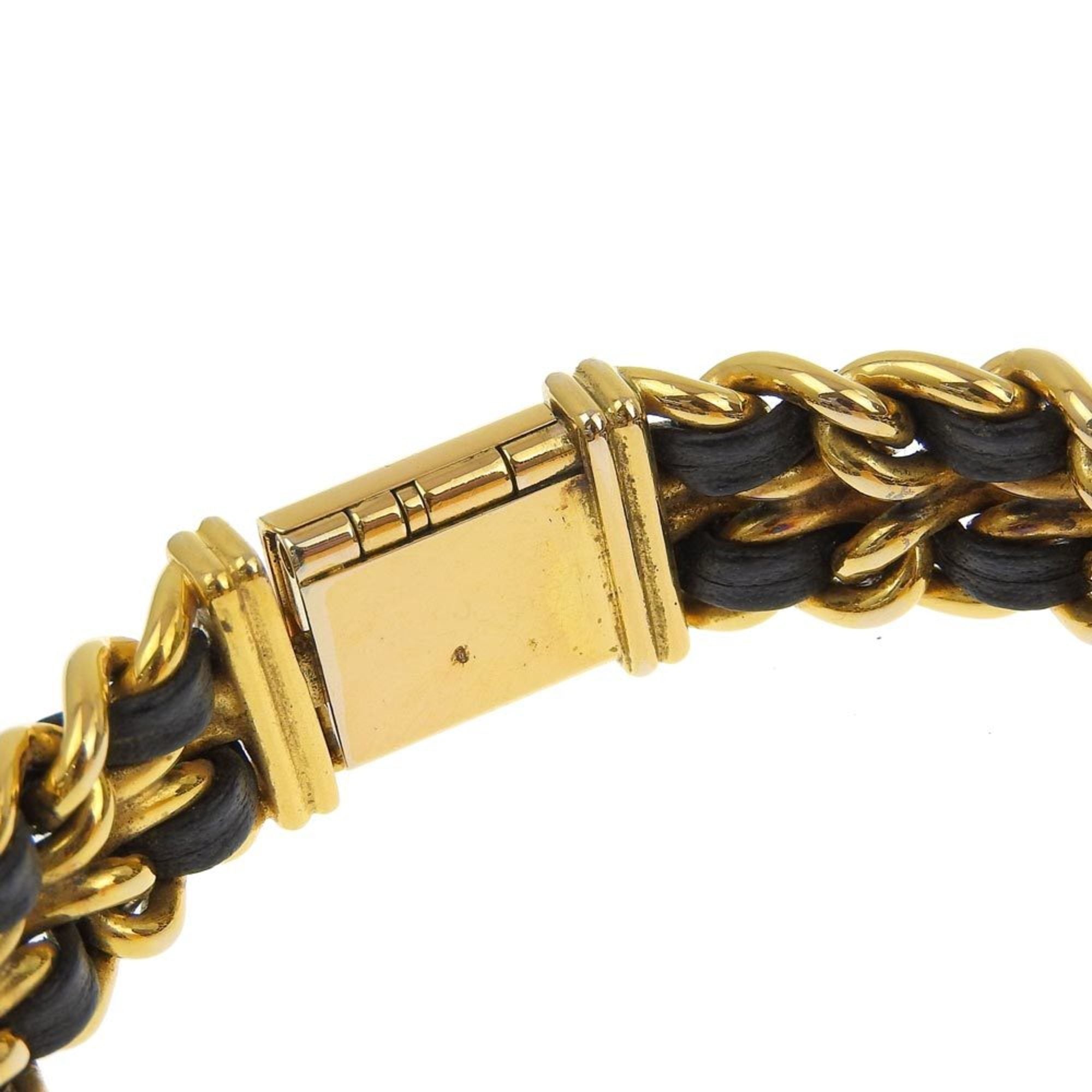 CHANEL Premiere L Uhr, Vergoldet x Leder, Quarz, analoge Anzeige, Schwarz Zifferblatt, L, Damenuhr