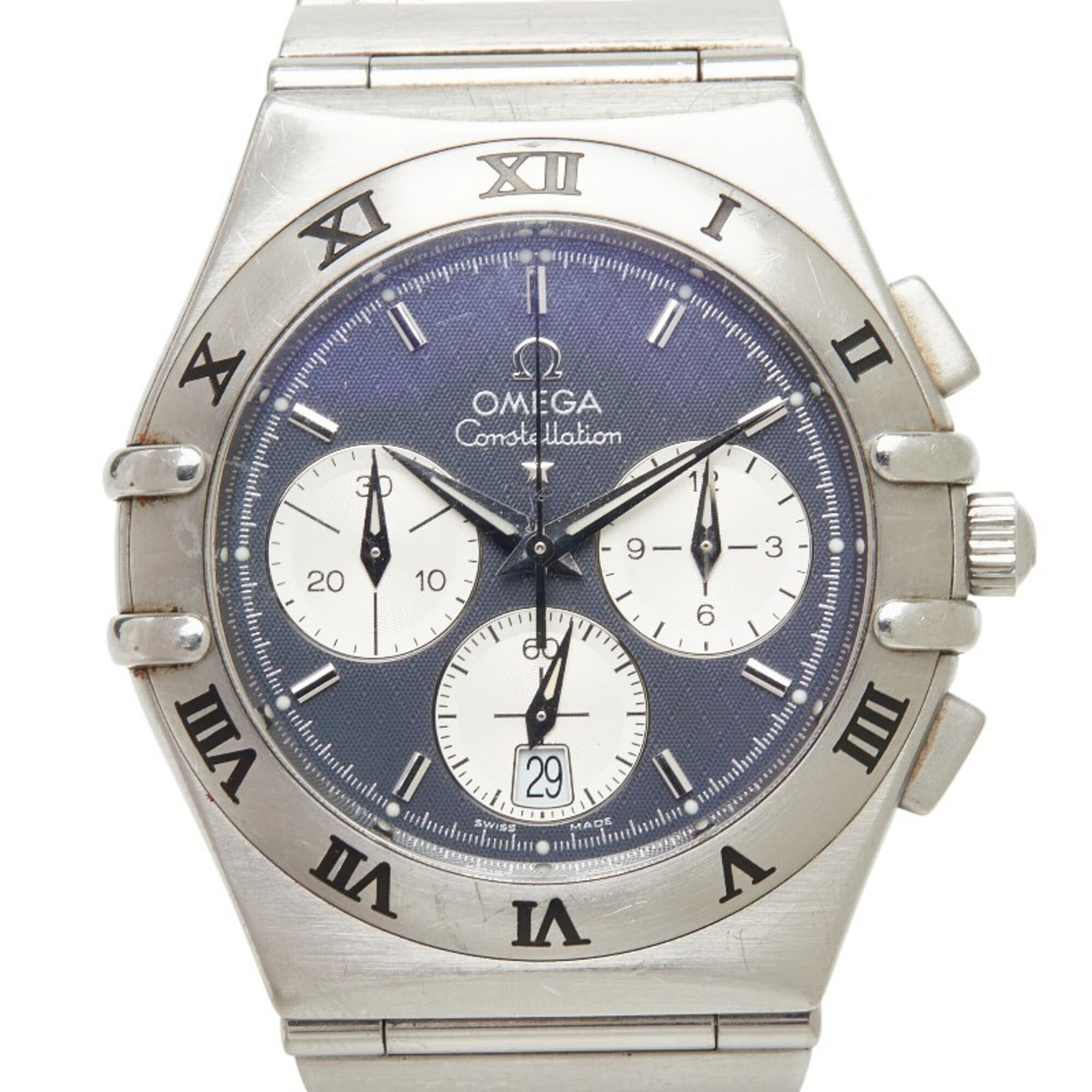 Omega Constellation Chronograph Watch 1542.40 Quartz Navy Dial Stainless Steel Men's OMEGA