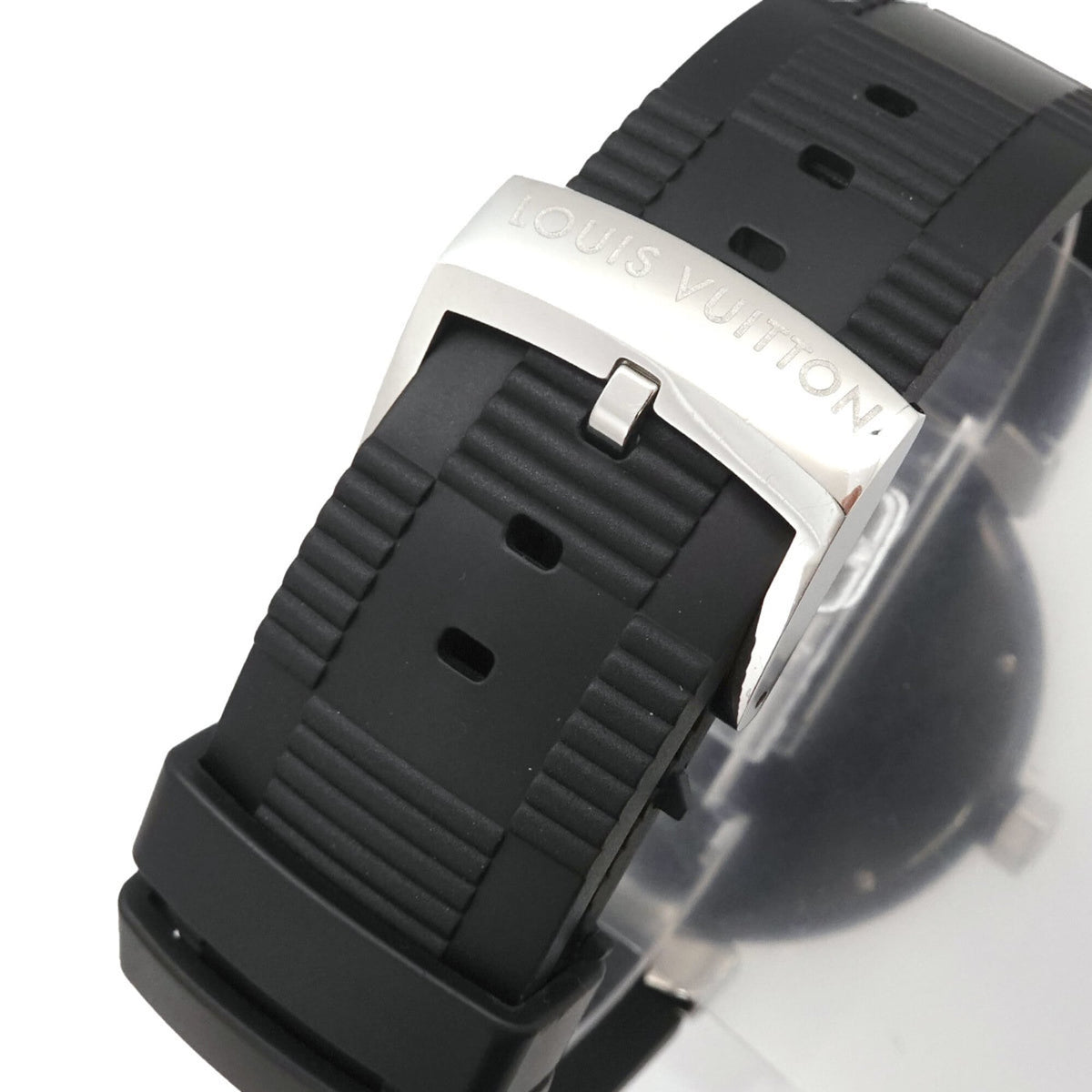 Louis Vuitton Tambour In Black GMT Q113K Black, Silver Dial 41mm Watch