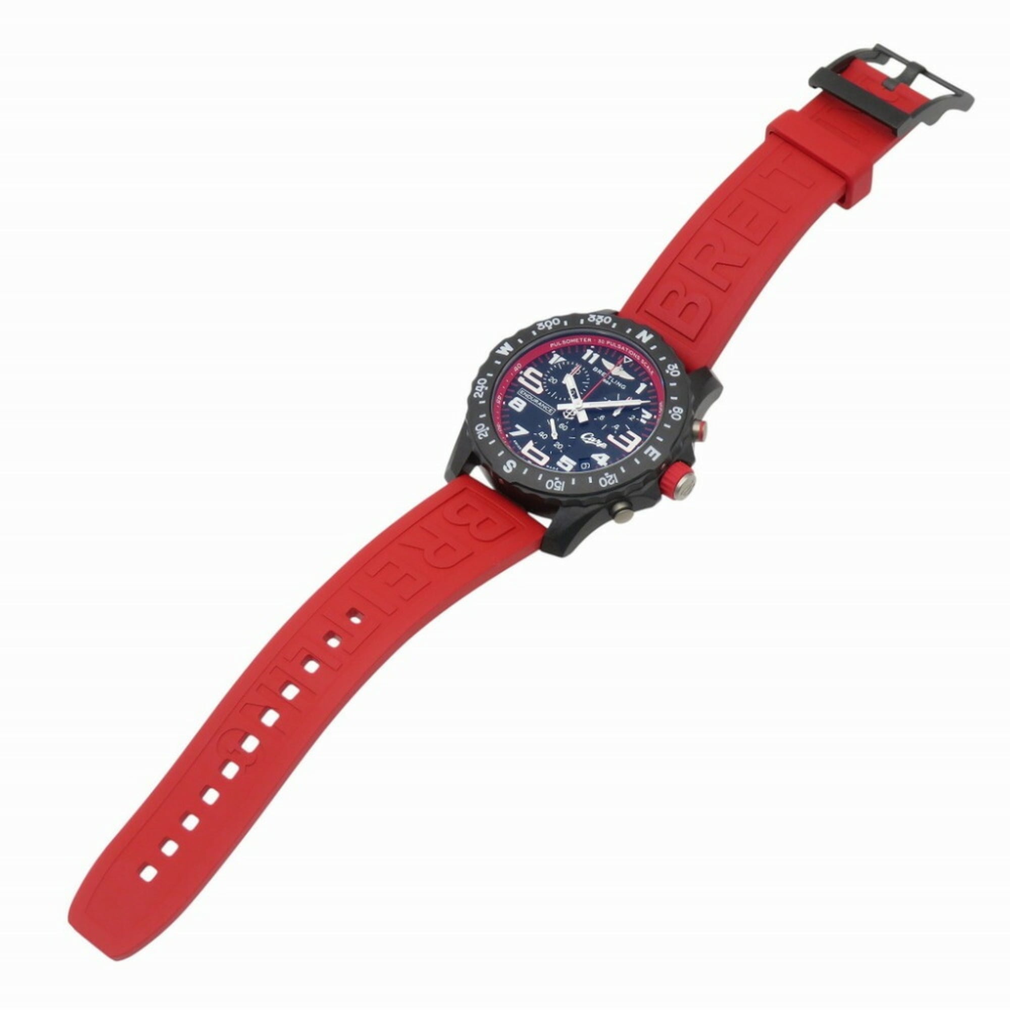 Zo goed als nieuw Breitling Endurance Pro Hiroshima Carp-samenwerkingsmodel X823101E1B1S1 quartzhorloge, Breitlight/rubber, zwarte wijzerplaat, rood, 1102BREITLING, herenhorloge