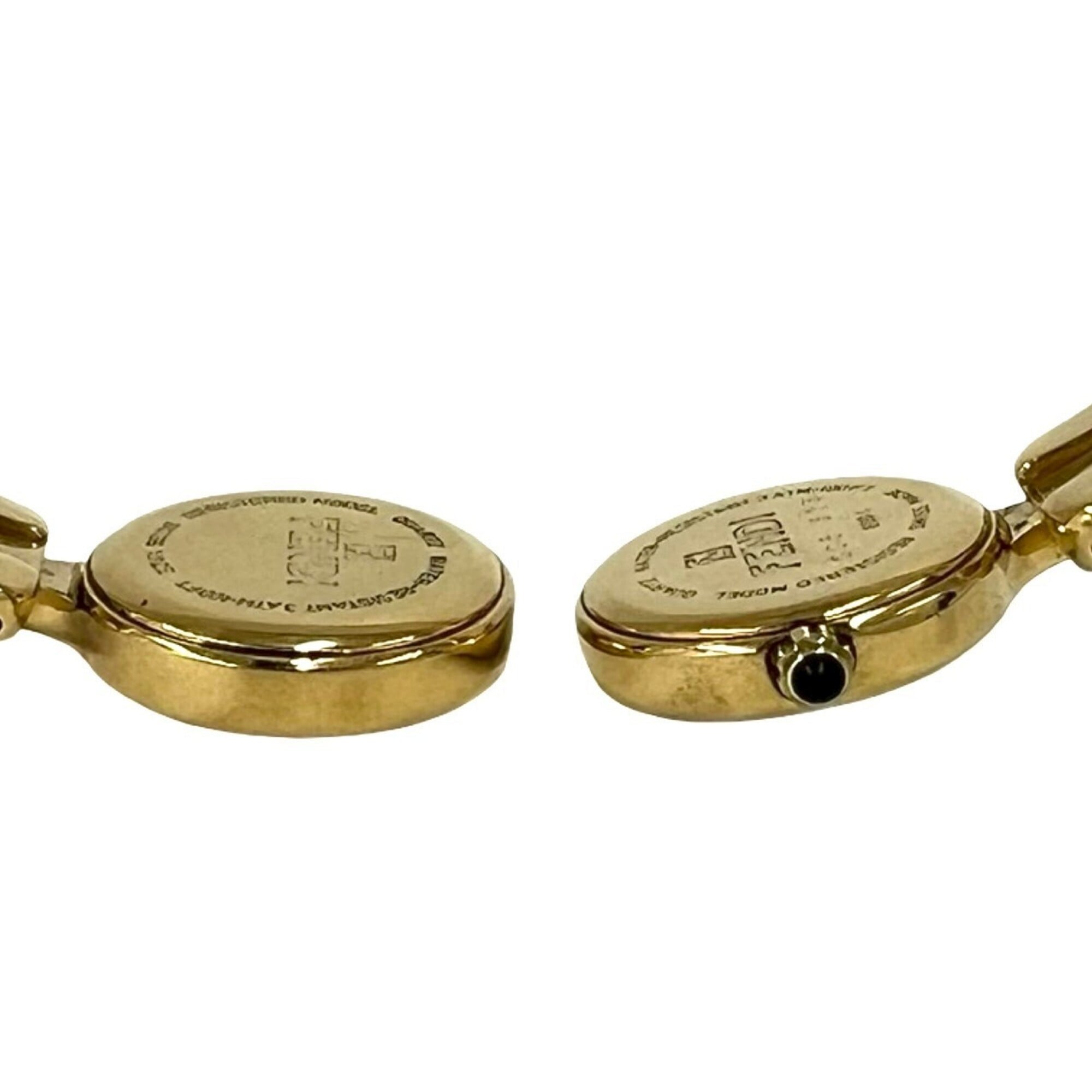 FENDI 600L Logo Engraved GP Quartz Wrist Bangle Gold 22368