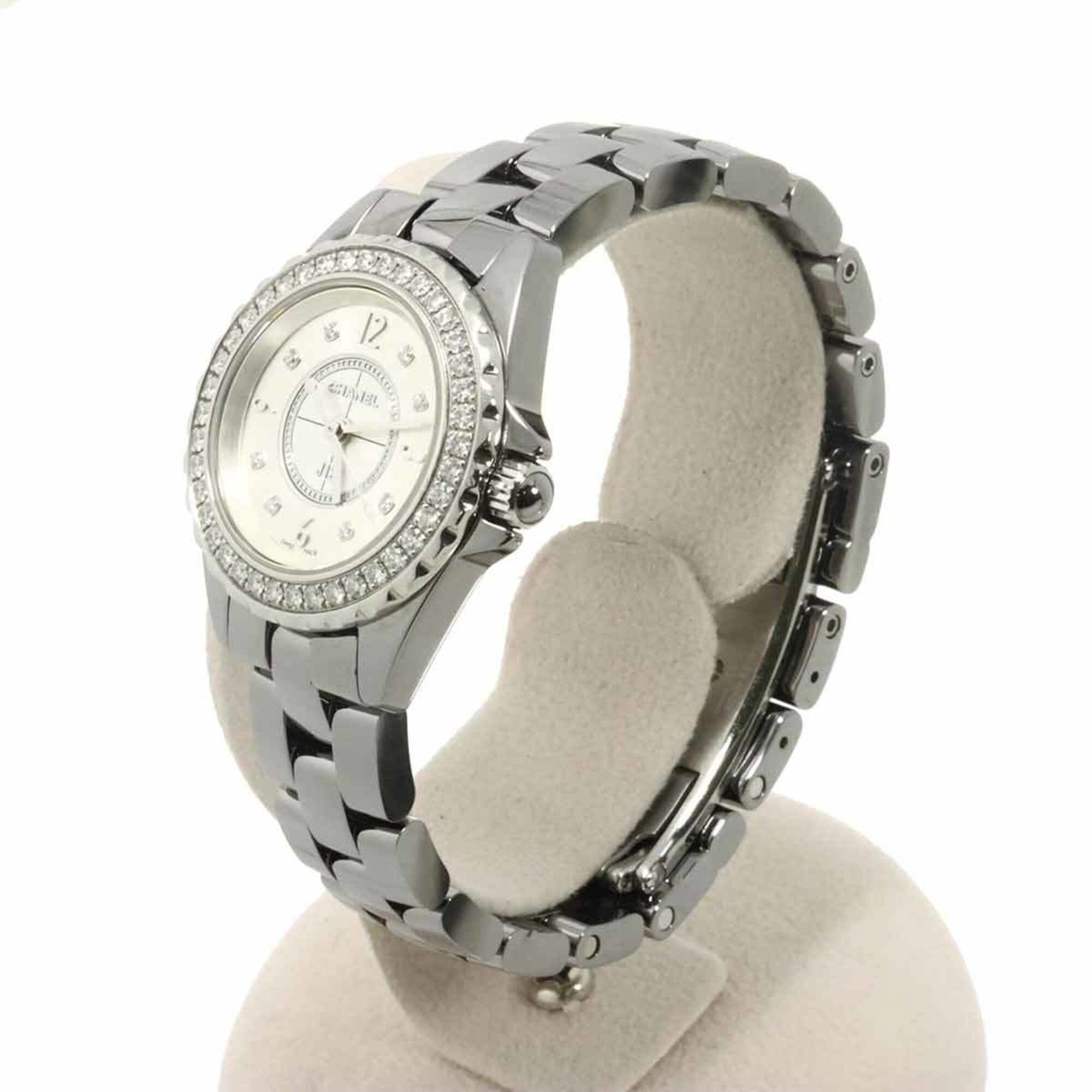 Chanel J12 Chromatic H3402 Ladies' with Diamond Bezel 8 Diamonds Gray Ceramic Quartz Movement
