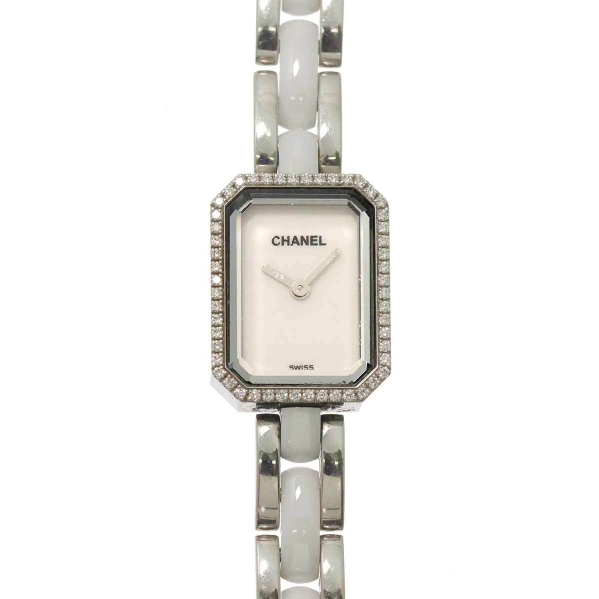 Chanel Premiere H2132 Wo Diamond Bezel White Ceramic Quartz