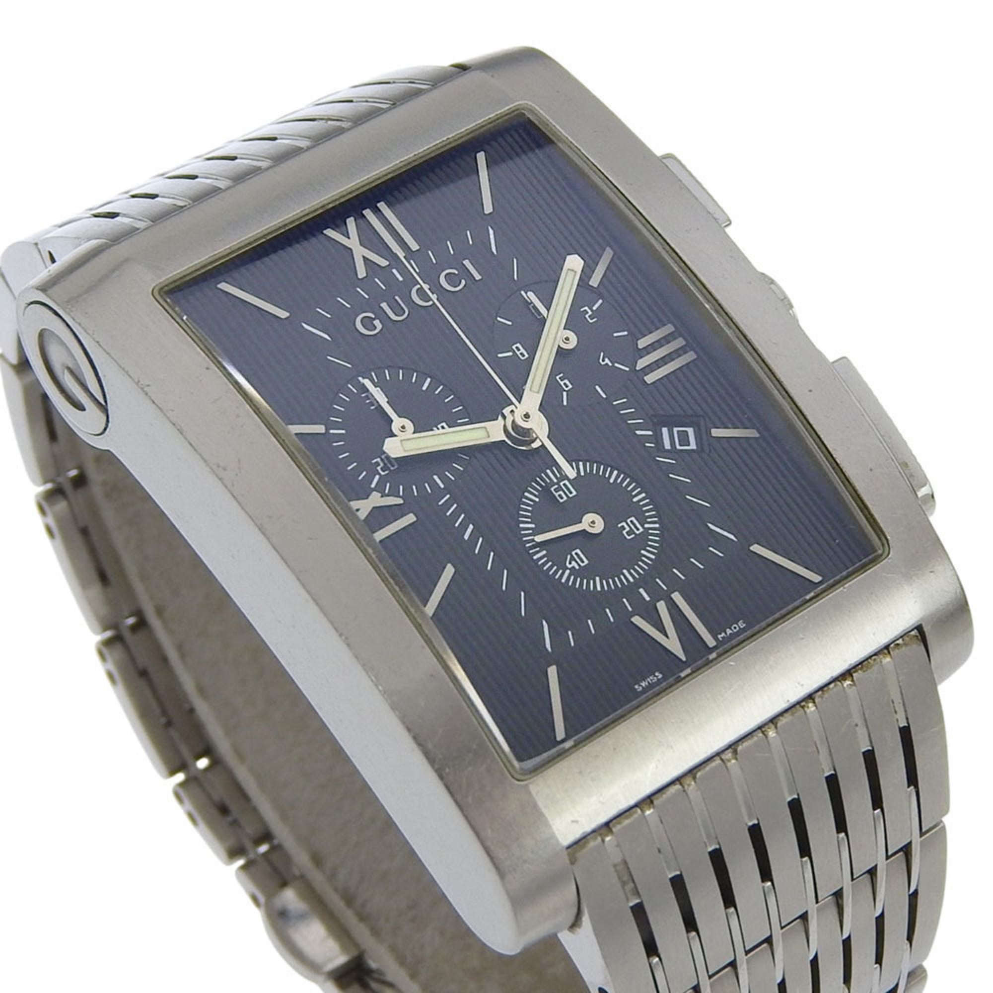 Gucci G-Metro 8600M Stainless Steel Quartz Chronograph Watch with Blac
