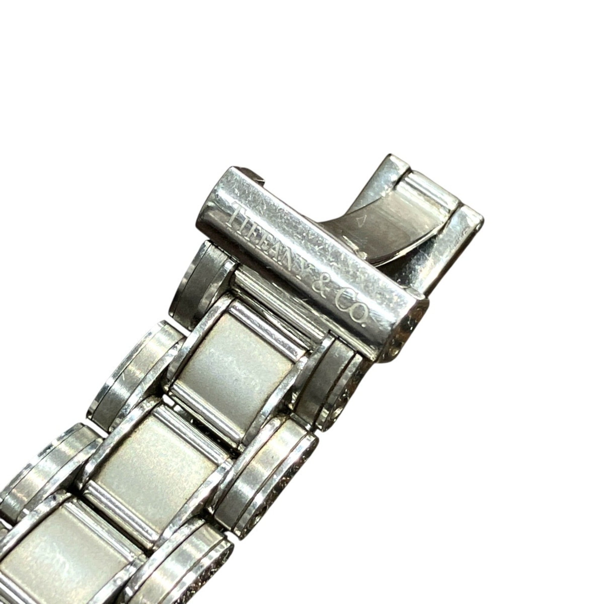 Tiffany & Co. Atlas watch, total weight 53.6g, stainless steel, quartz movement, black dial.